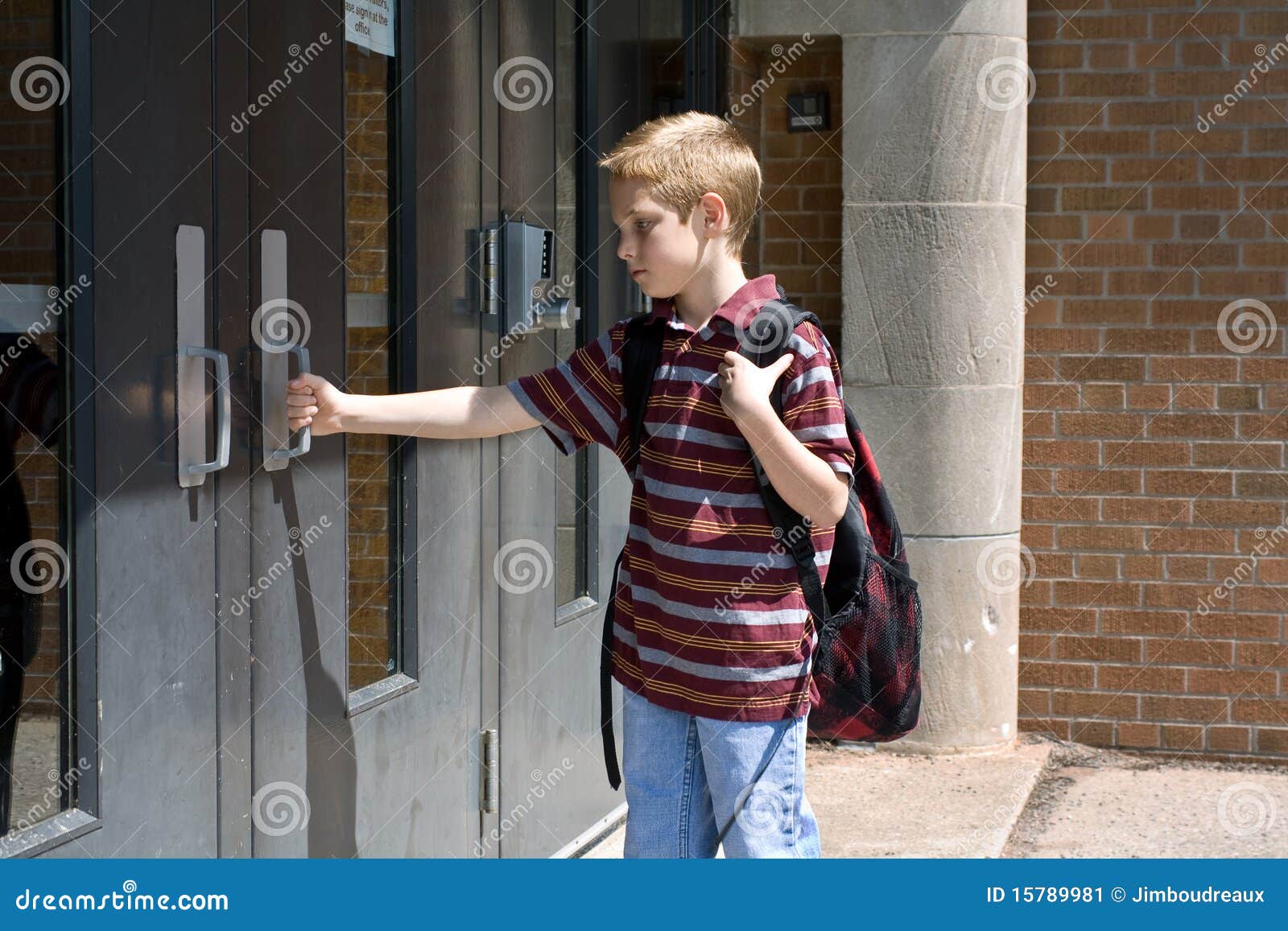 Sad Boy On The First Day Of School Stock Image - Image: 15789981