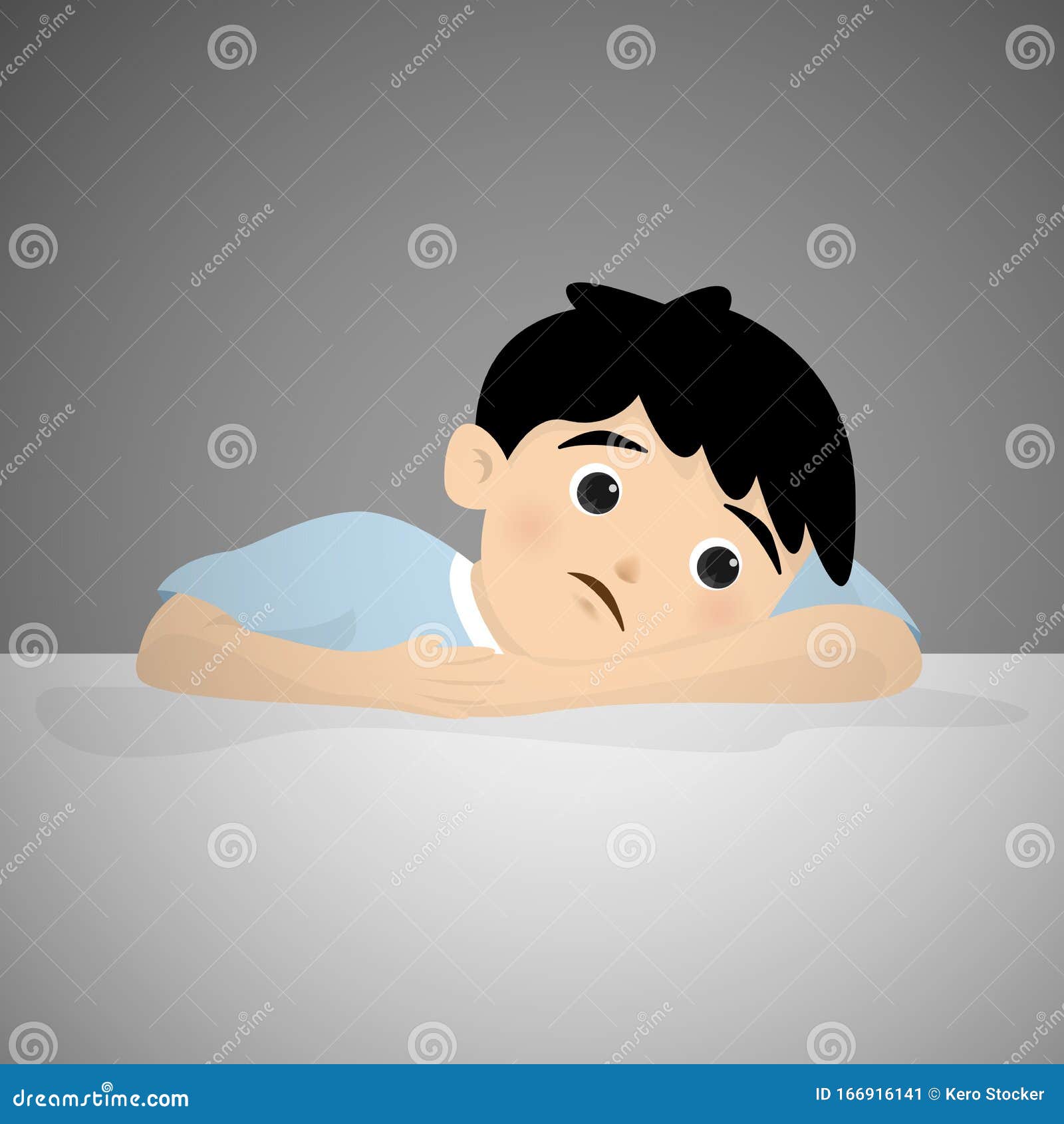Sad Boy Sitting at Table Isolated on Background. Vector Illustration in  Cartoon Character Flat Style Stock Vector - Illustration of care, emotion:  166916141