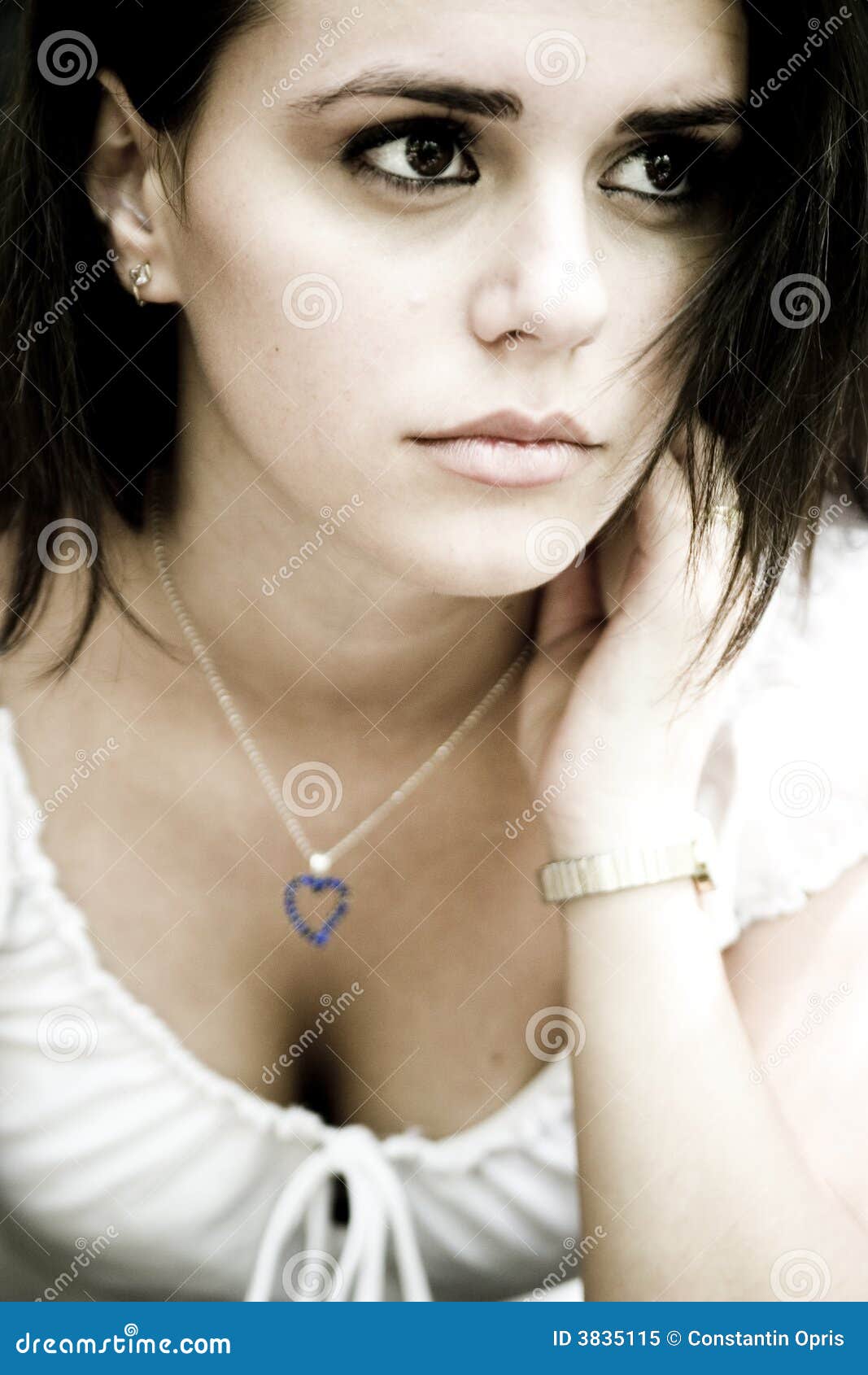Sad Brunette Girl Stock Image Image Of Sadness Li