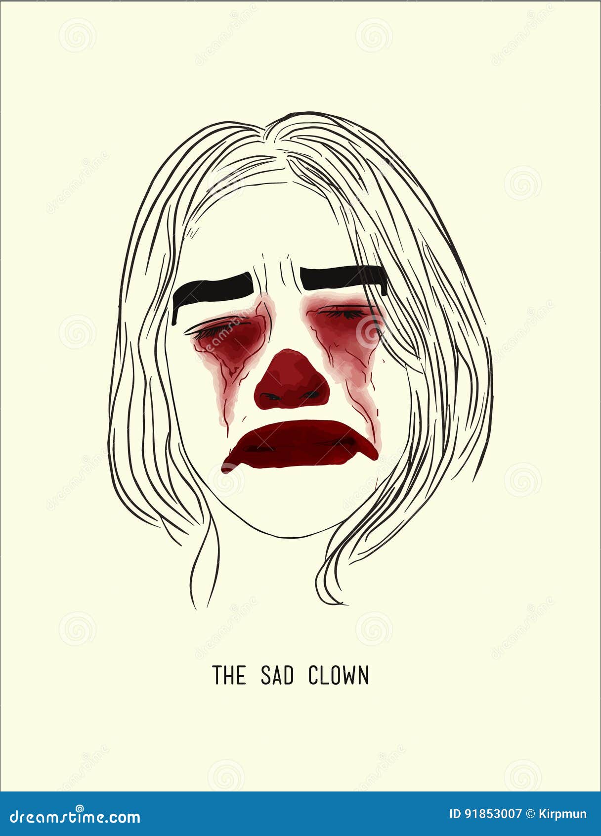 sad clown drawing