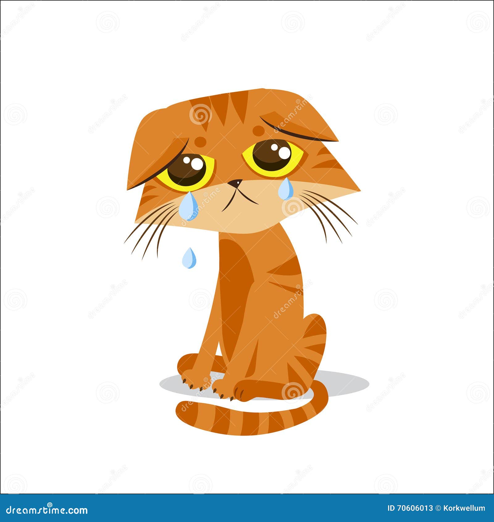 Sad Crying Cat Cartoon Vector Illustration Crying Cat Meme Cat