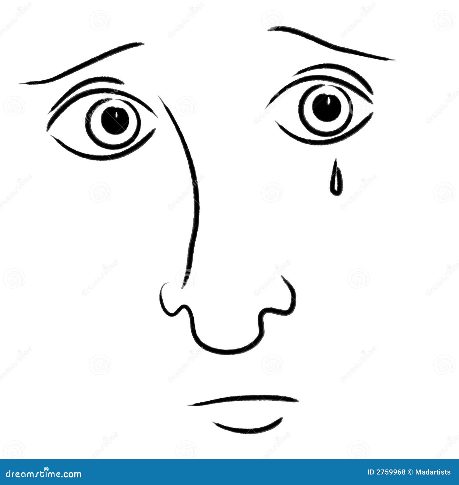 Sad Crying Facial Expression Stock Illustration