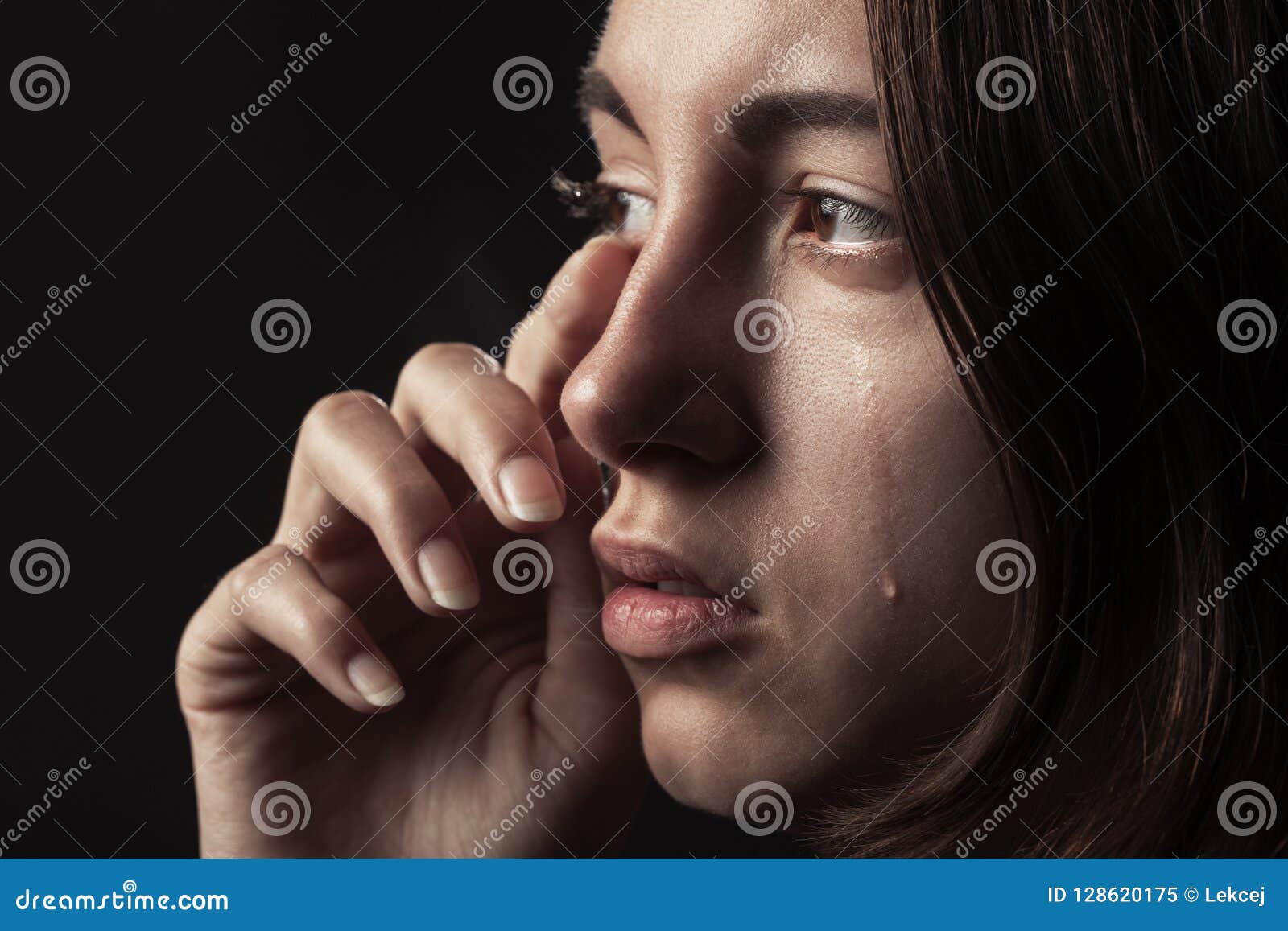 Sad crying girl stock image. Image of emotional, beauty - 128620175
