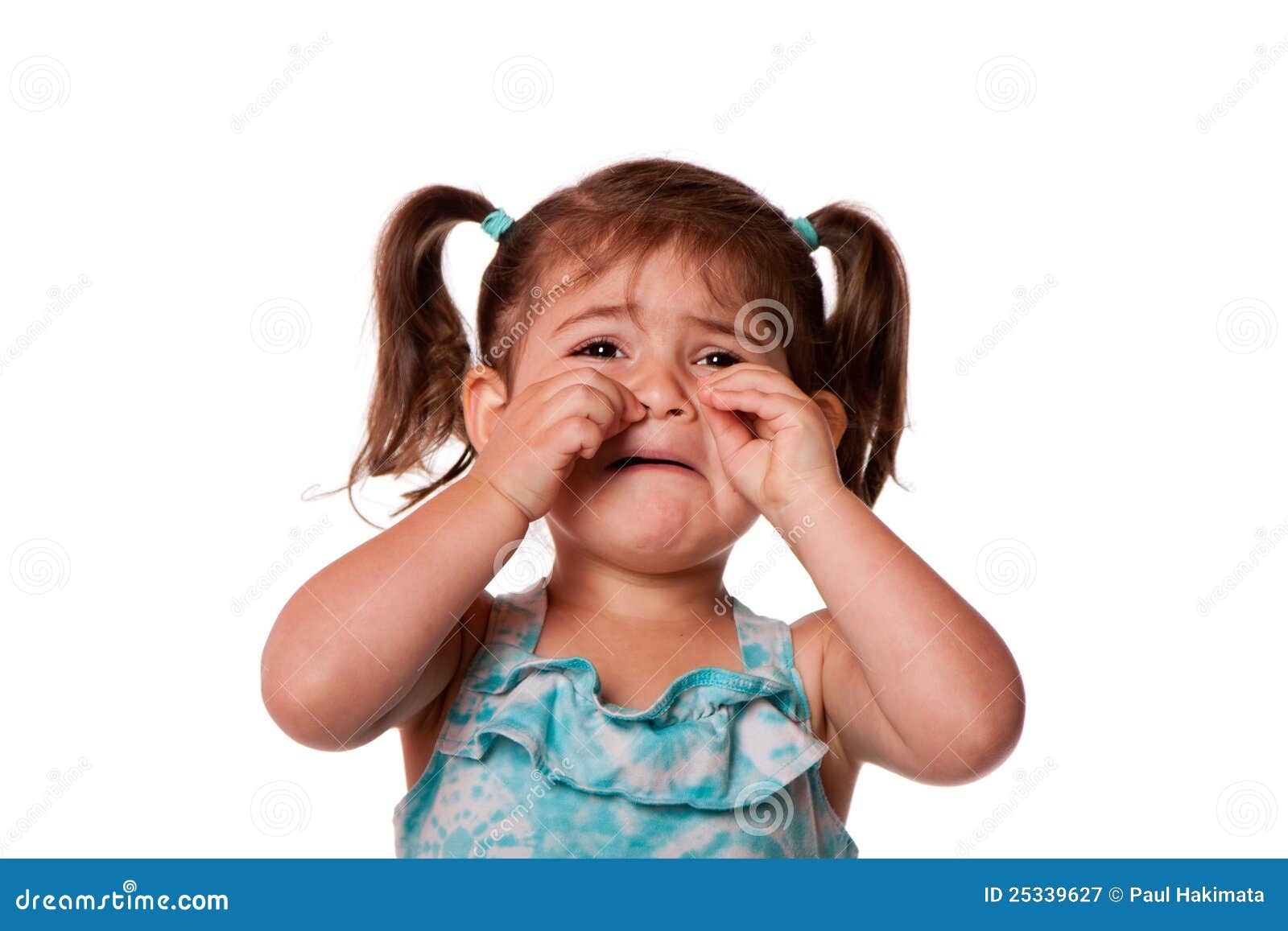 Sad Crying Little Toddler Girl Stock Image - Image of dress, white ...