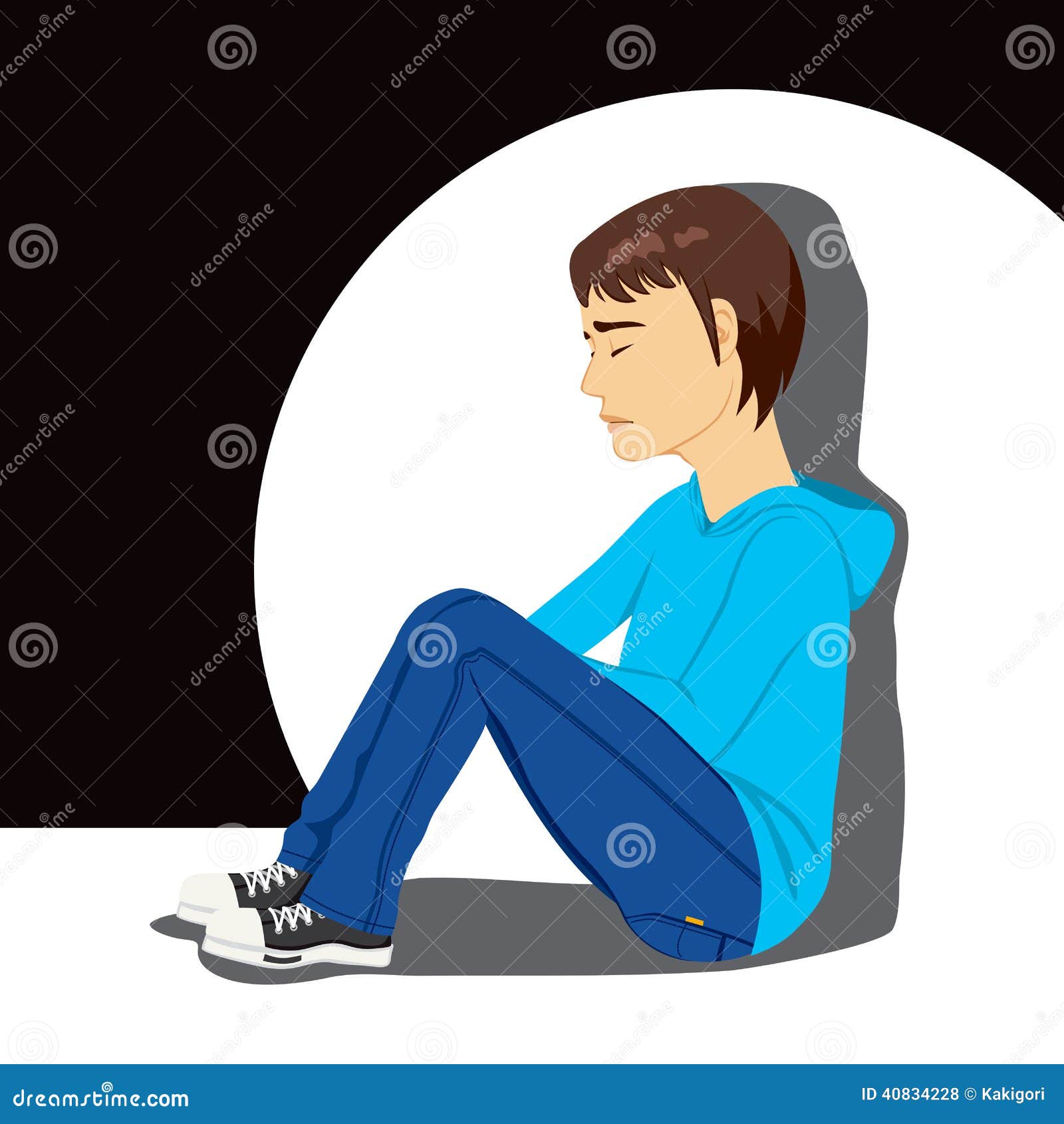 Sad Depressed Teenager Boy stock vector. Illustration of floor - 40834228