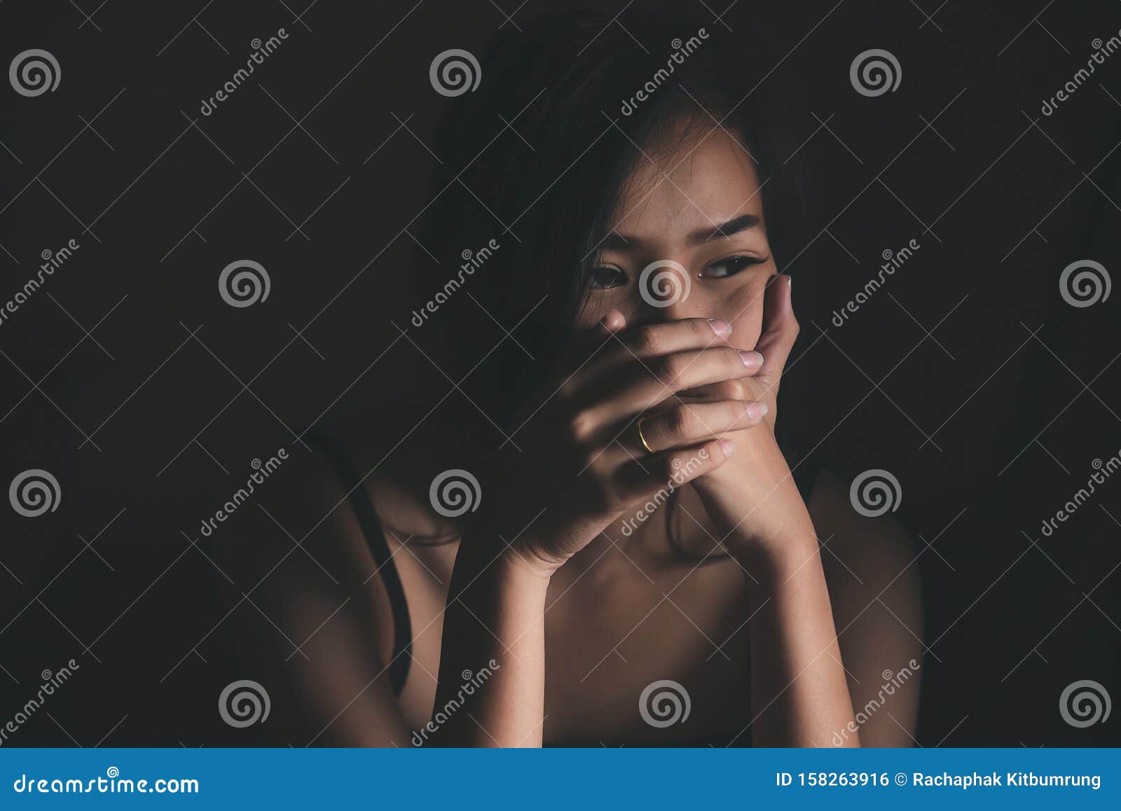 Sad Depressed Woman Suffering from Family Life. Women Sitting in ...