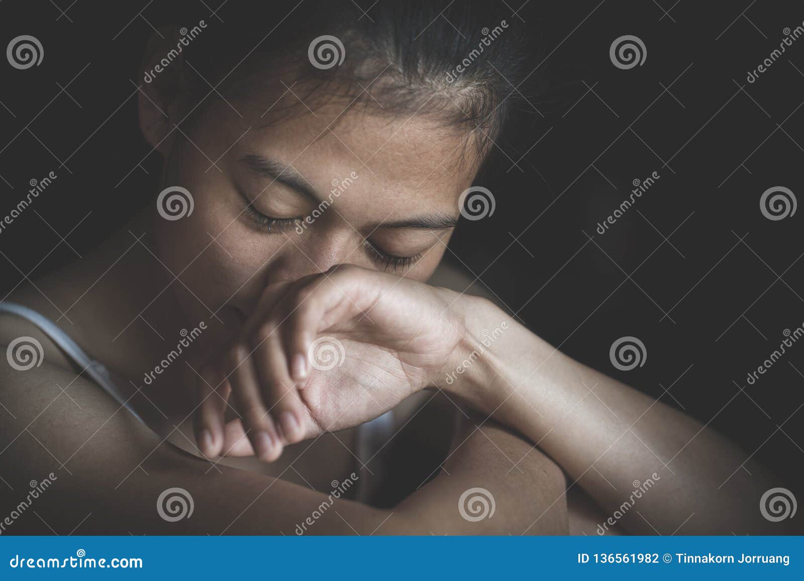 Sad Depressed Woman Suffering and from Family Life. Women Sitting ...