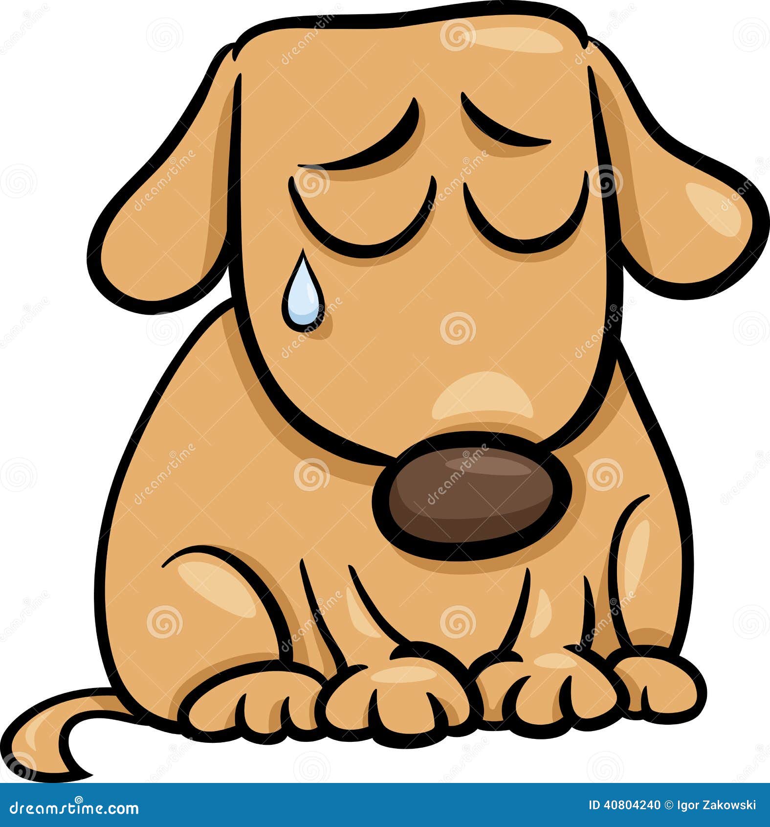 Sad Homeless Dog Cartoon Illustration Vector Illustration