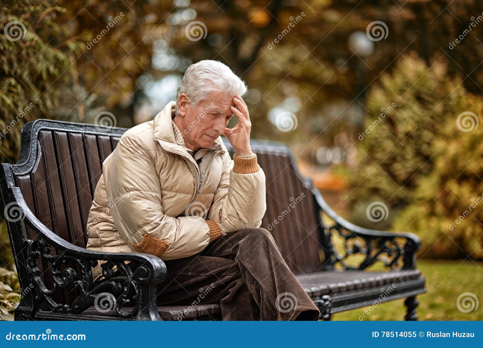Sad elderly man outdoors stock image. Image of outdoor - 78514055