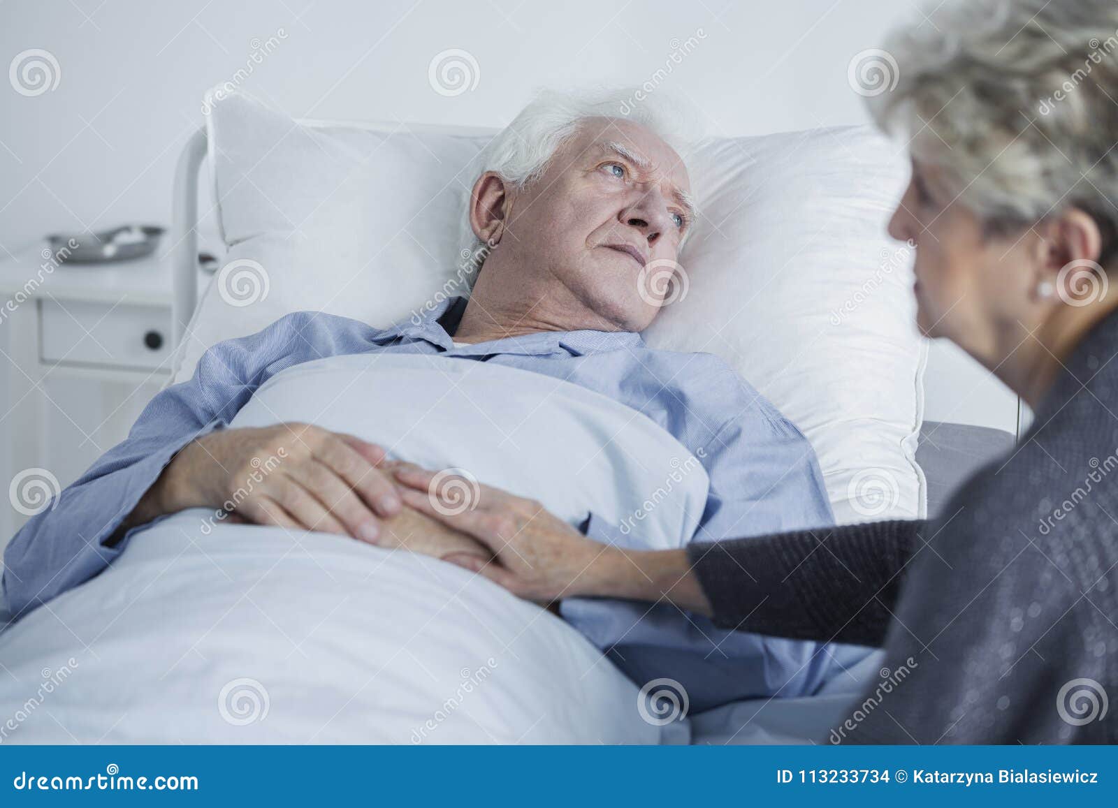 sad elders at hospital