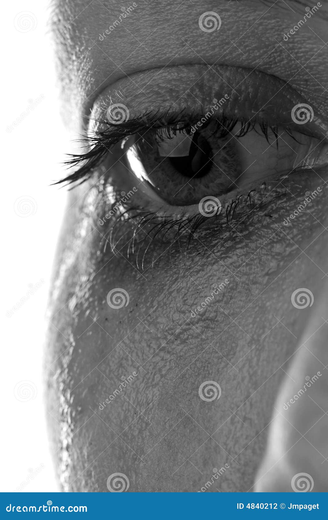 Sad Eye Close Up Black & White Stock Photo - Image of blue ...