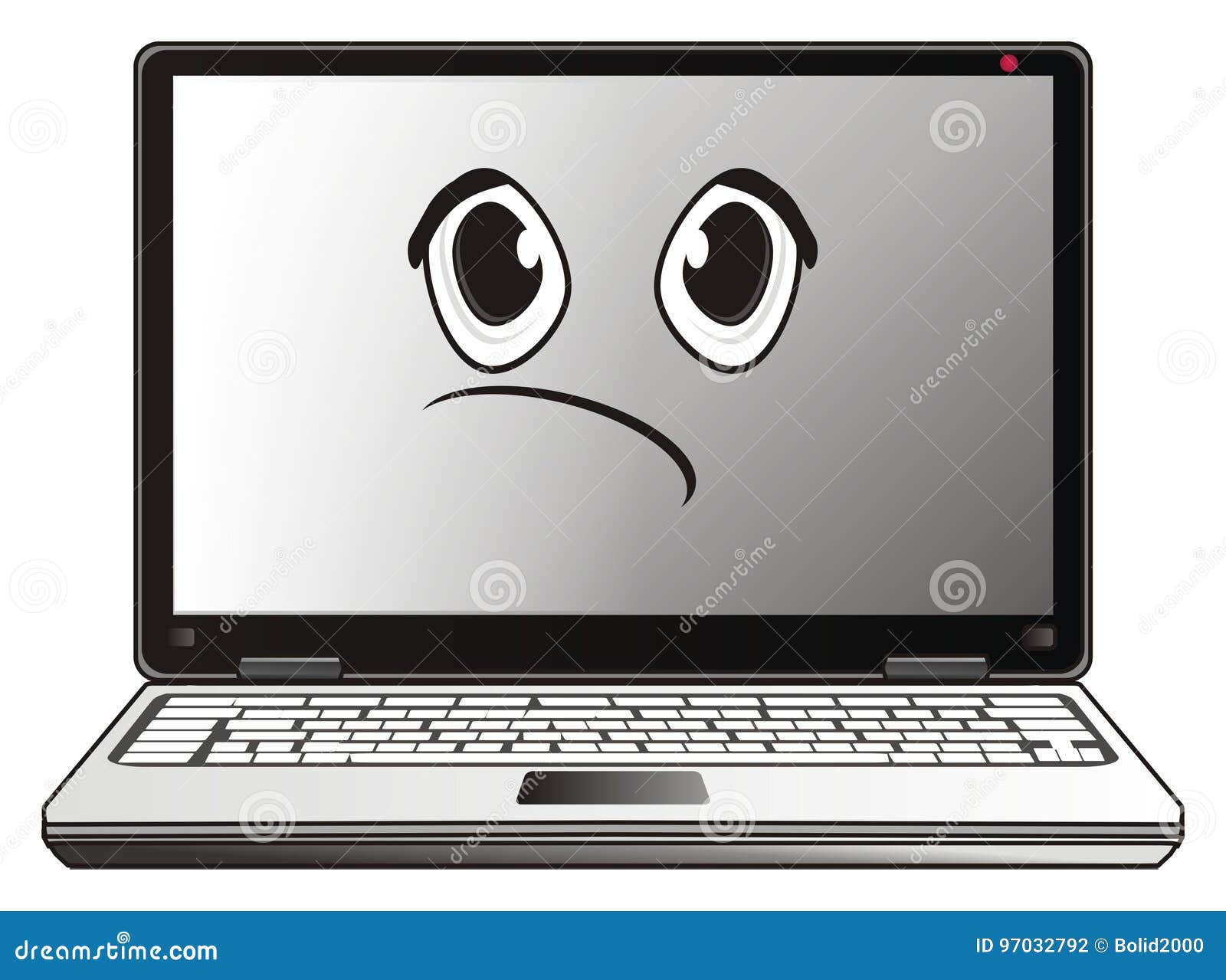 Sad face of laptop stock illustration. Illustration of design - 97032792