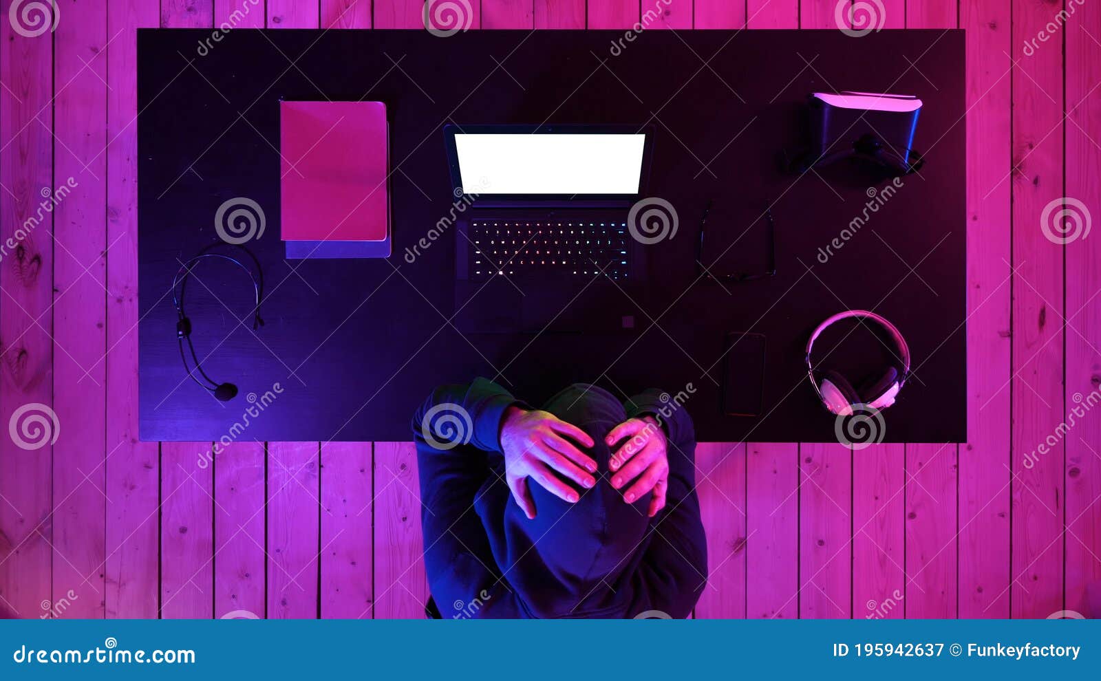 Sad Gamer Sits At Home Behind The Computer And Cries Of Defeat In The