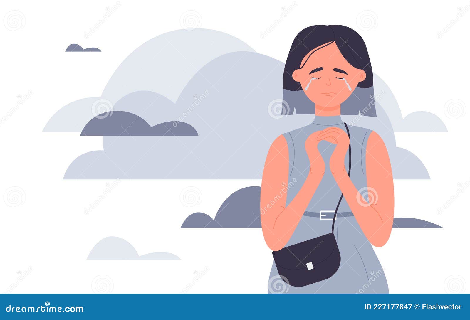 Sad Girl Crying, Negative Mood and Loneliness, Upset Unhappy Young Woman  Standing Alone Stock Vector - Illustration of upset, crying: 227177847