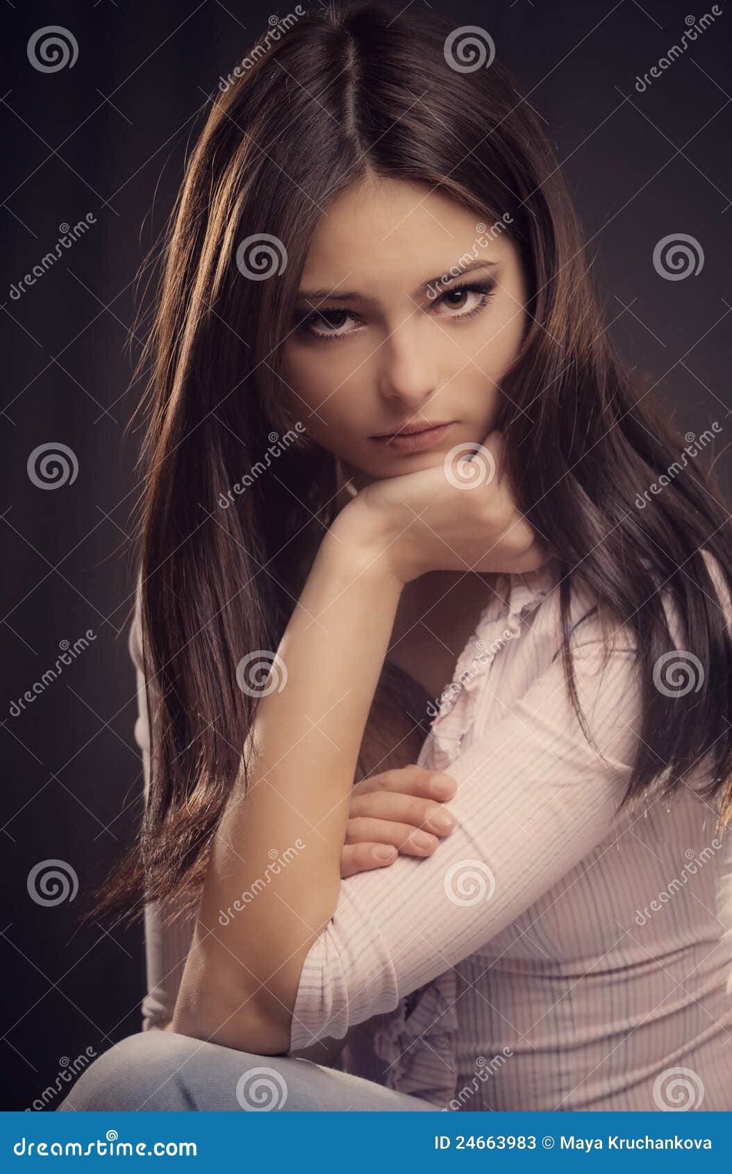 Sad Girl on Dark Background Stock Image Image of portrait, close