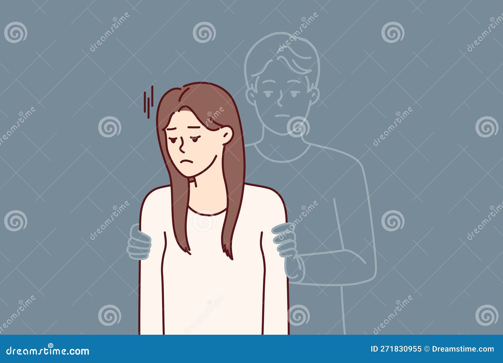 Sad Girl with Silhouette of Man Hugging Beloved for Concept of Breaking ...