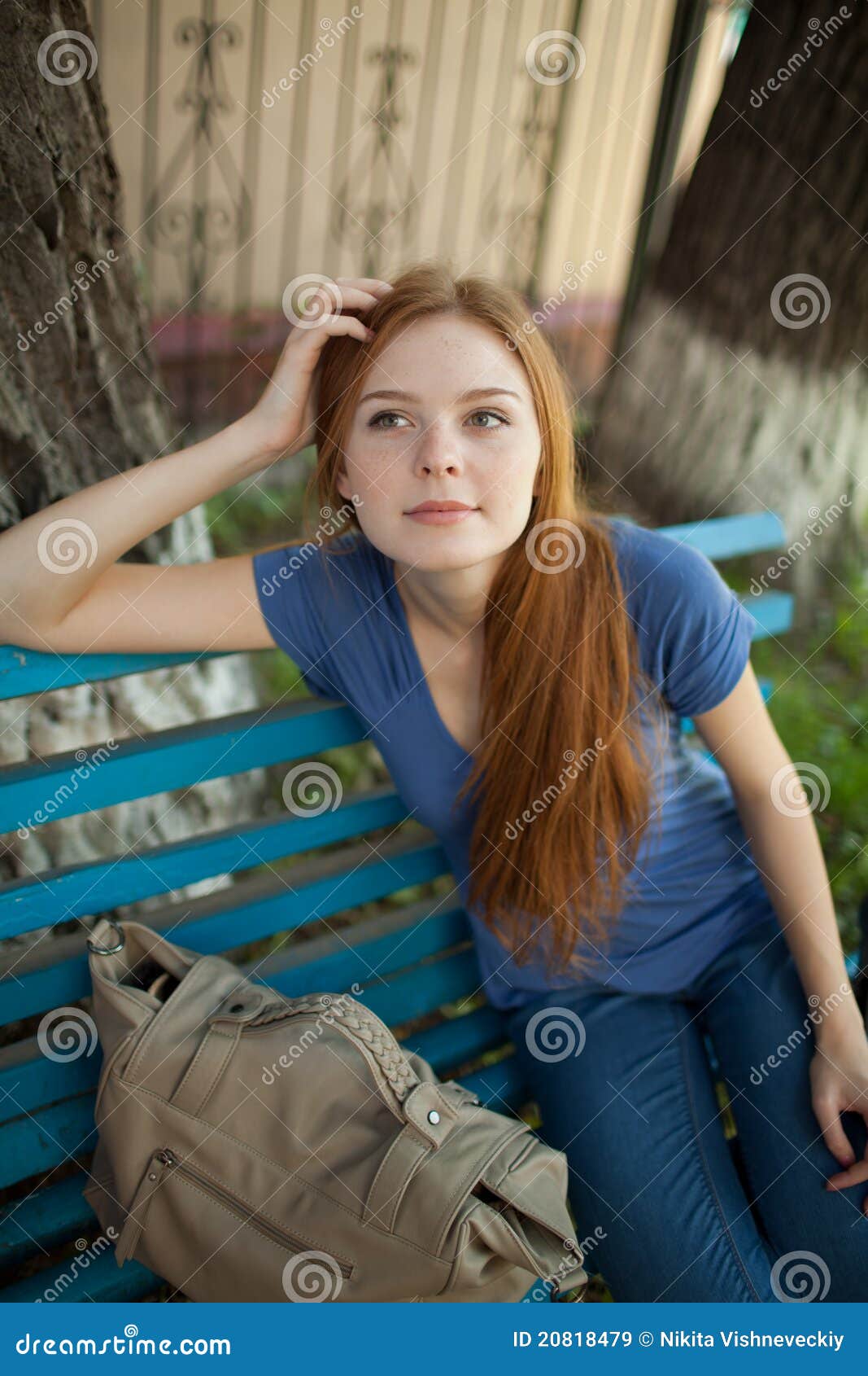 Sad Girl Sitting On A Park Bench Royalty Free Stock Images 