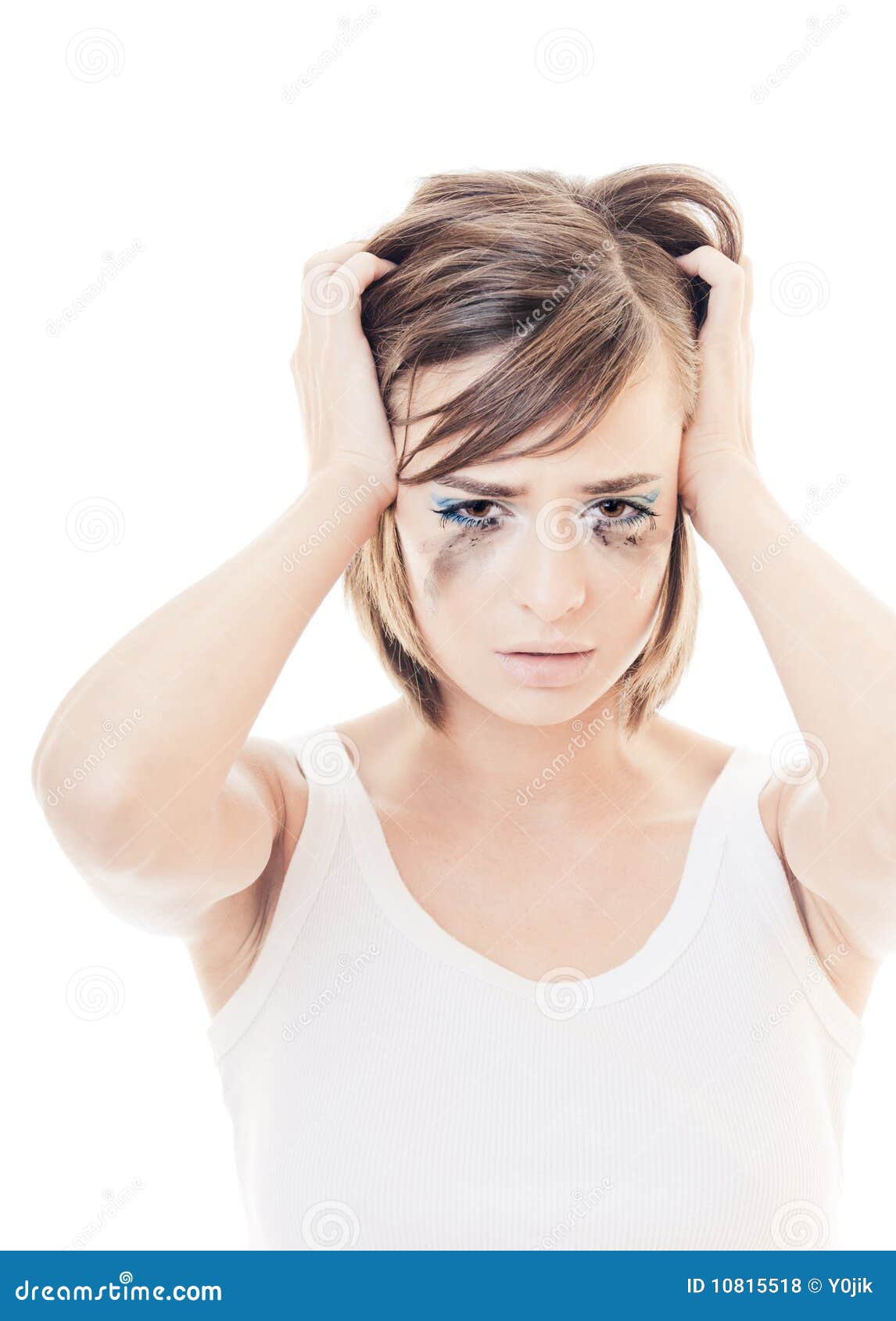 Sad Girl on White Background Stock Photo - Image of depression, background:  10815518