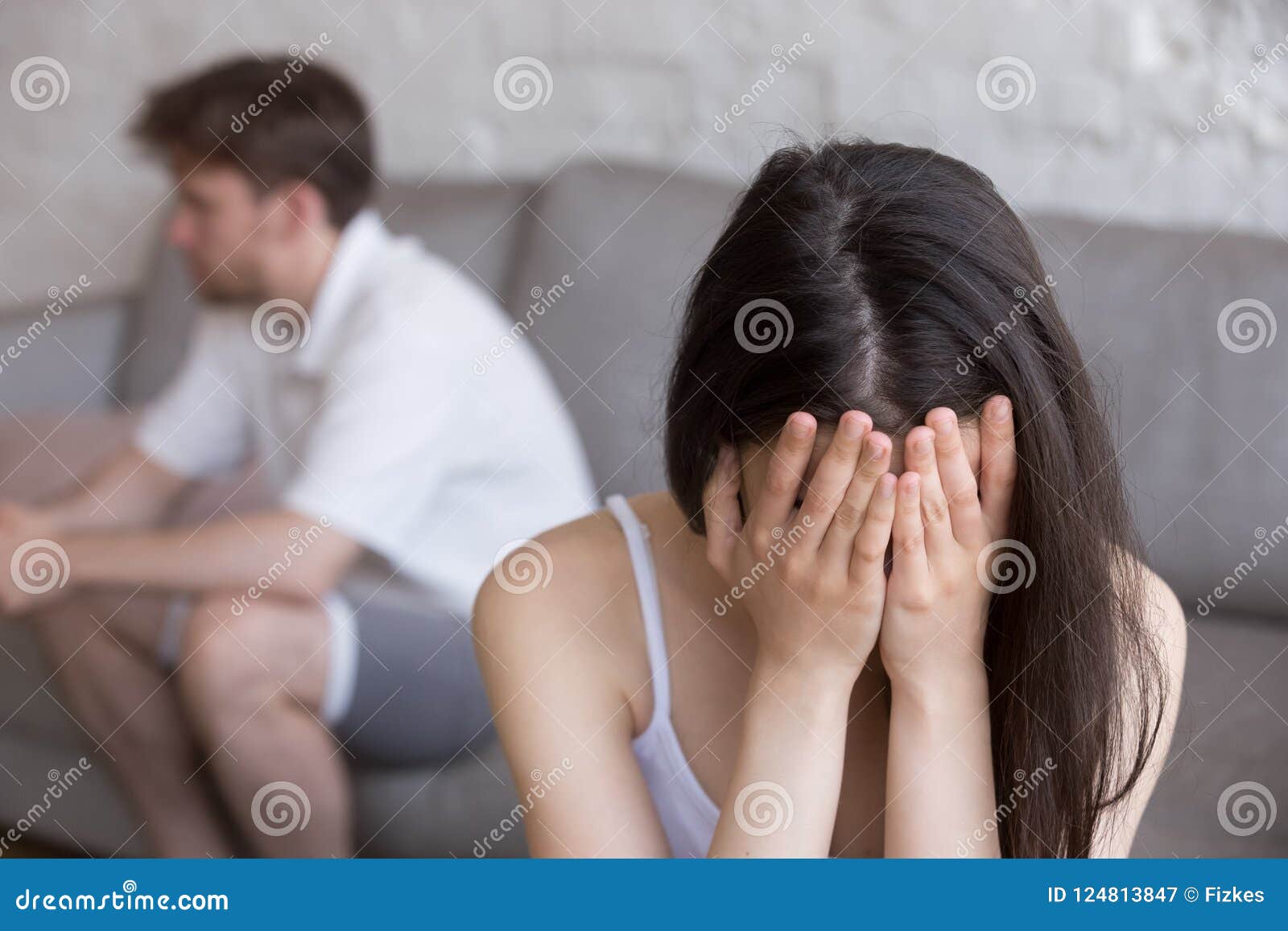 sad girlfriend worried about relationship problems with lover