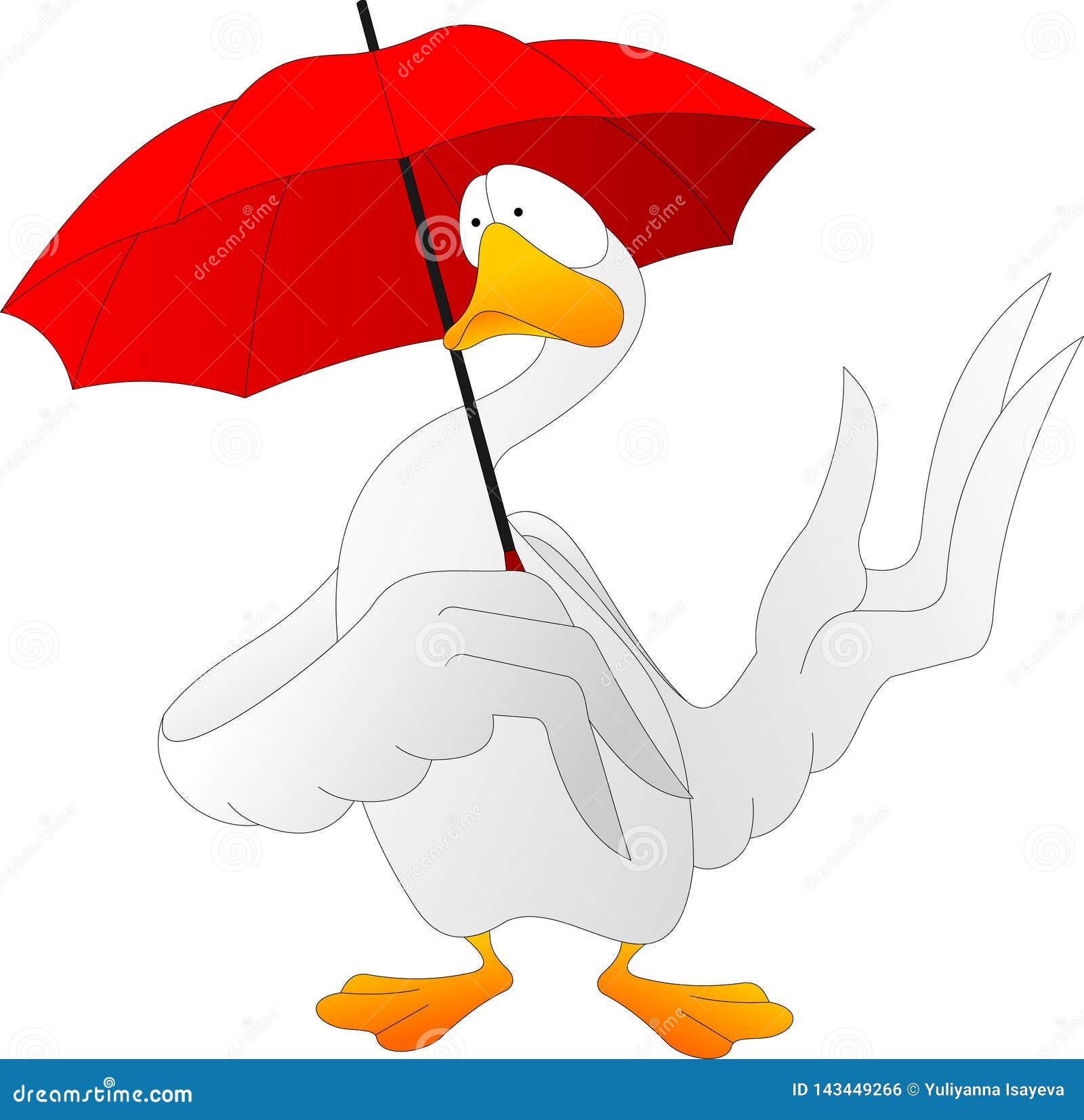 Sad Goose Under a Red Umbrella Stock Vector - Illustration of hand ...