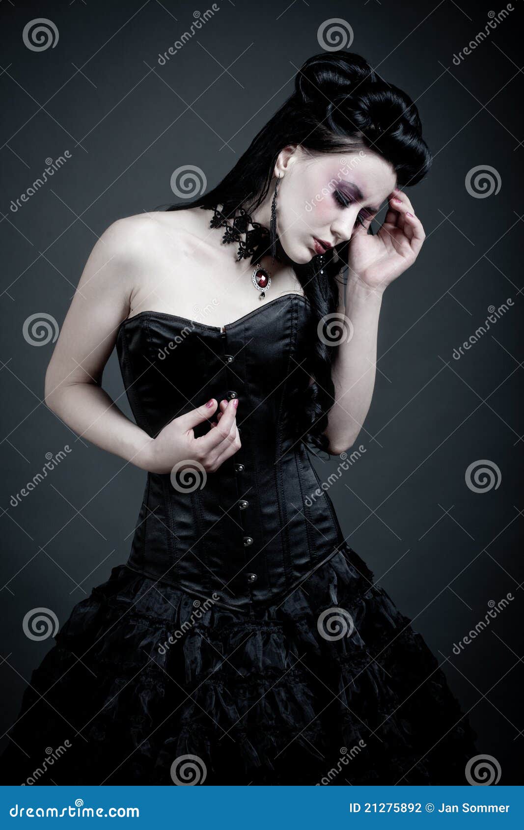 Sad gothic woman stock photo. Image of thinking, female 