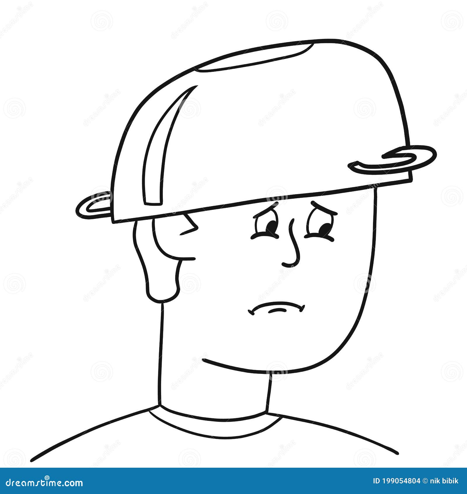Sad Guy Put a Saucepan on His Head Stock Vector Illustration of