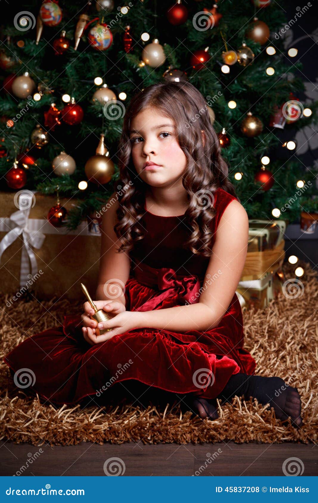 Sad Little Girl at Christmas Stock Photo - Image of moody, mood: 45837208