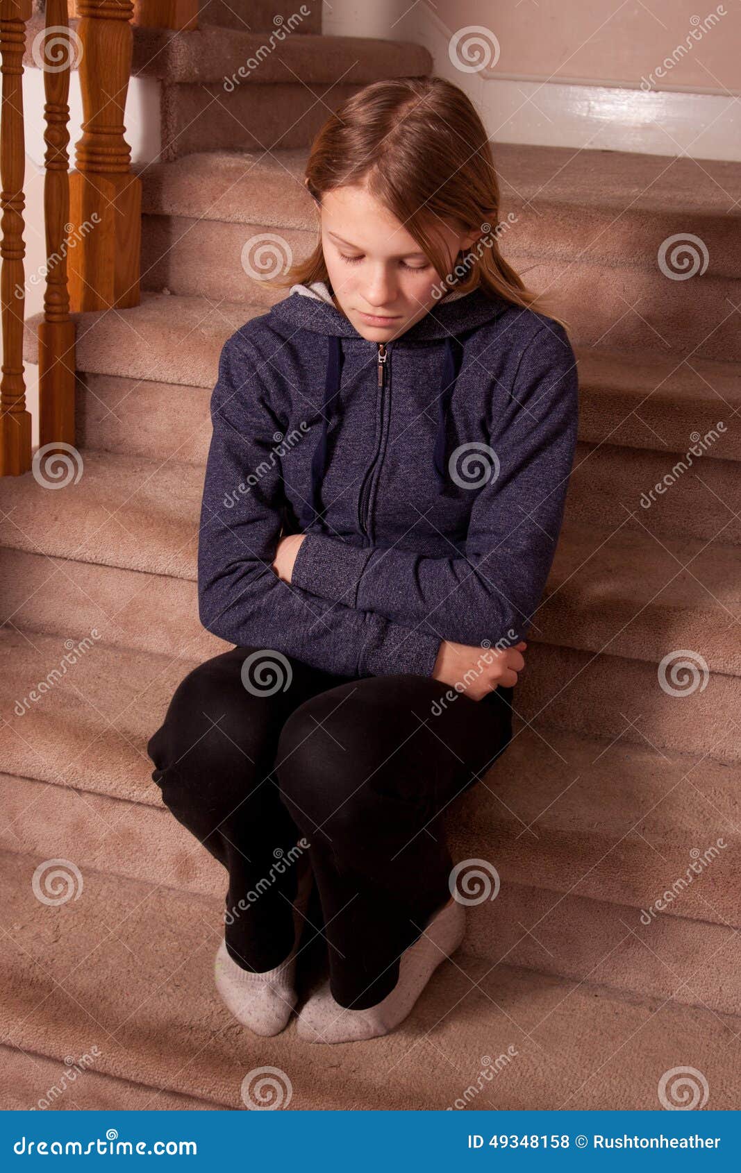 Sad and lonely girl stock photo. Image of seated, sadness - 49348158