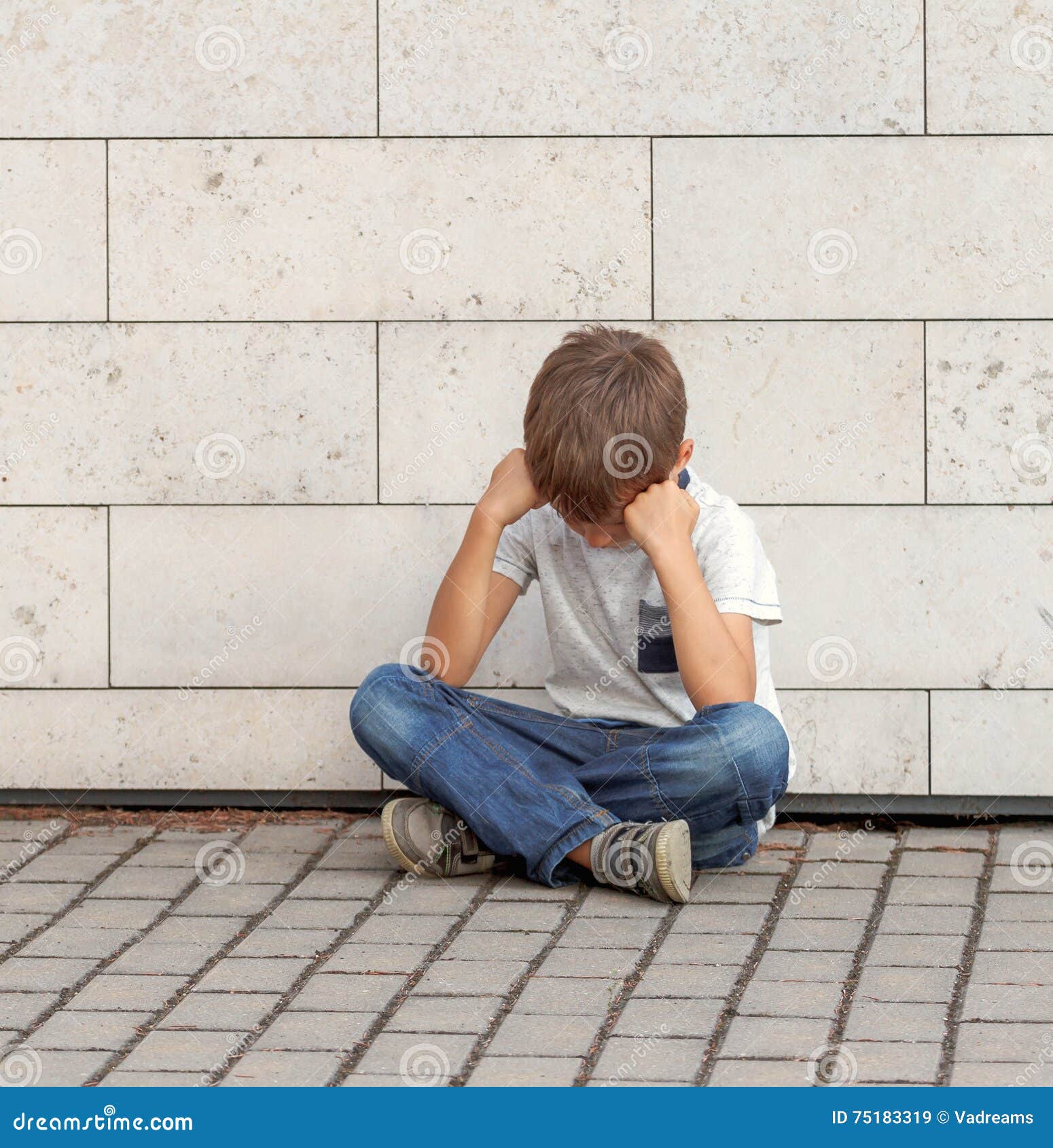  Sad  Lonely Unhappy Disappointed Child Sitting Alone  On 