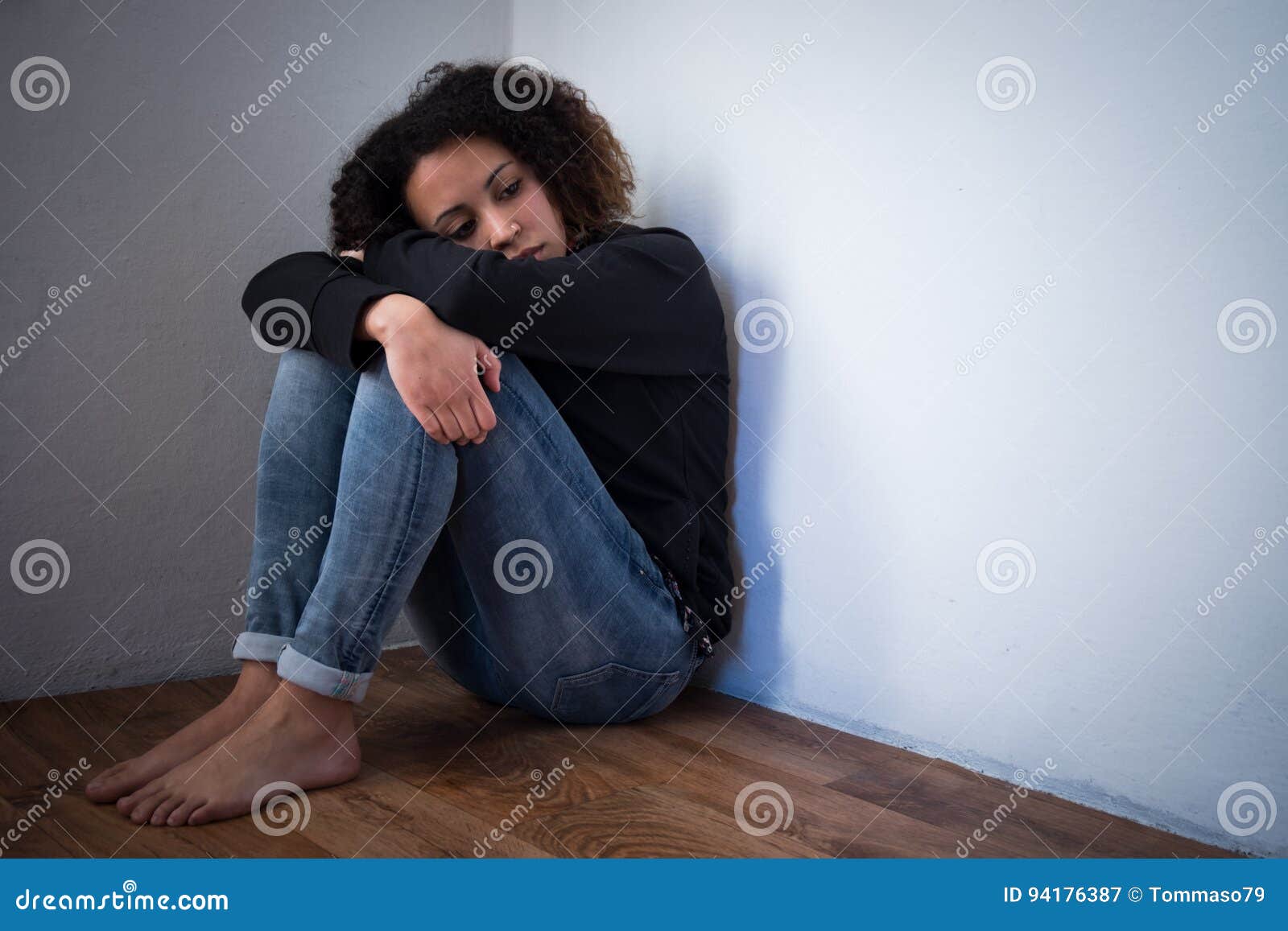 Sad and Lonely Young Girl Depressed Stock Image - Image of despair ...