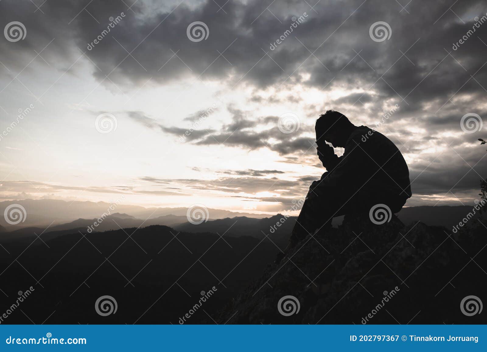 Premium Photo  Sad woman silhouette worried at sunset