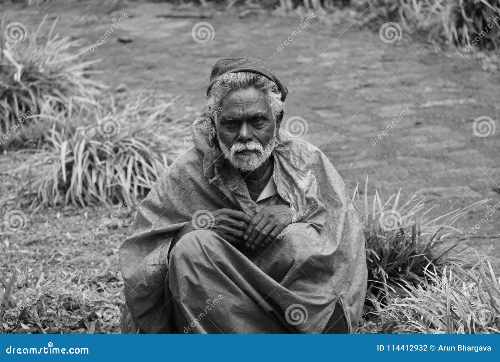 A Sad Old Man Working As Gardner Stock Photo Image of india, poor