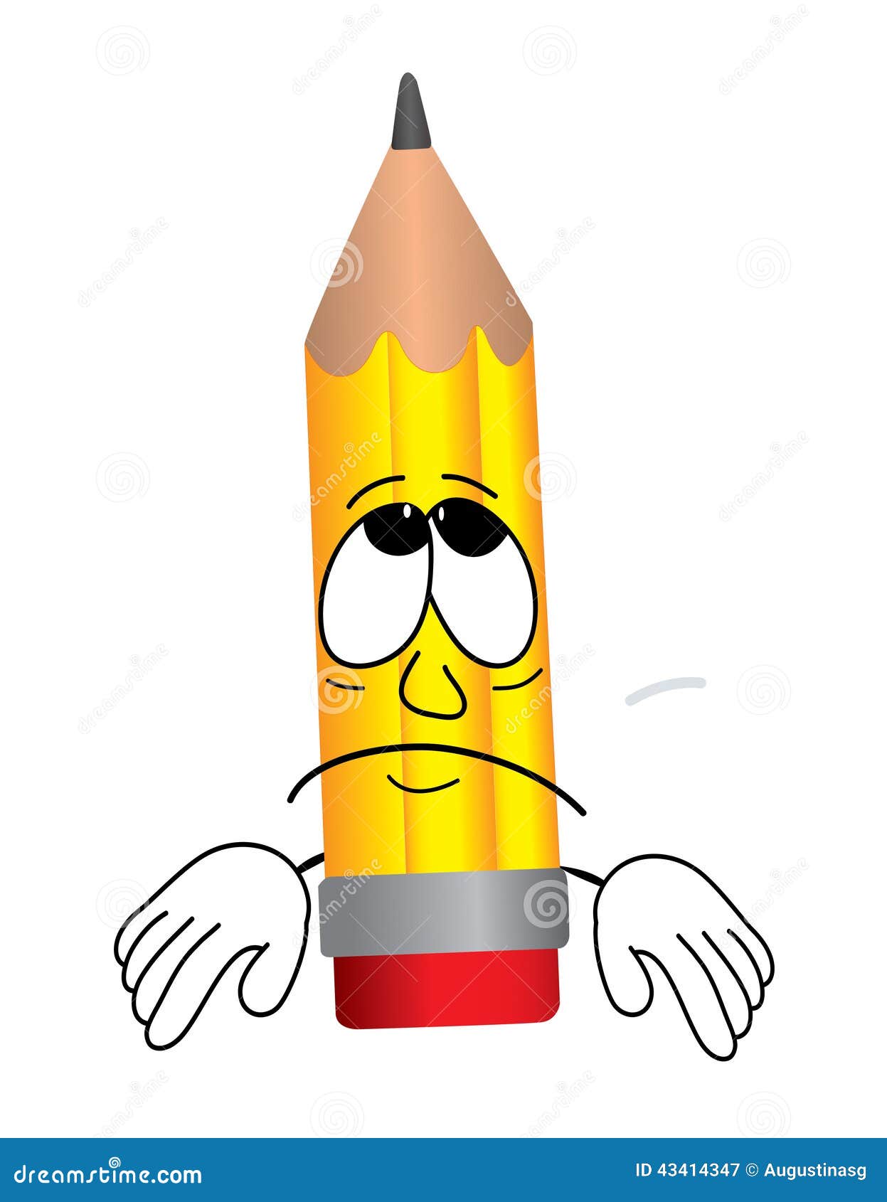 Cartoon Pencil Sad, 3D - Envato Elements