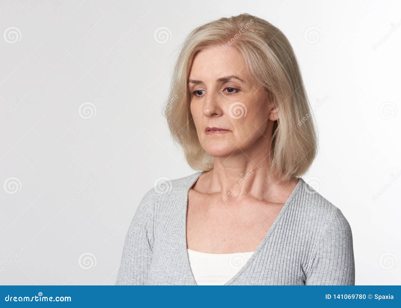 Sad 50s Years Old Woman Isolated Stock Photo Image of senior, emotion