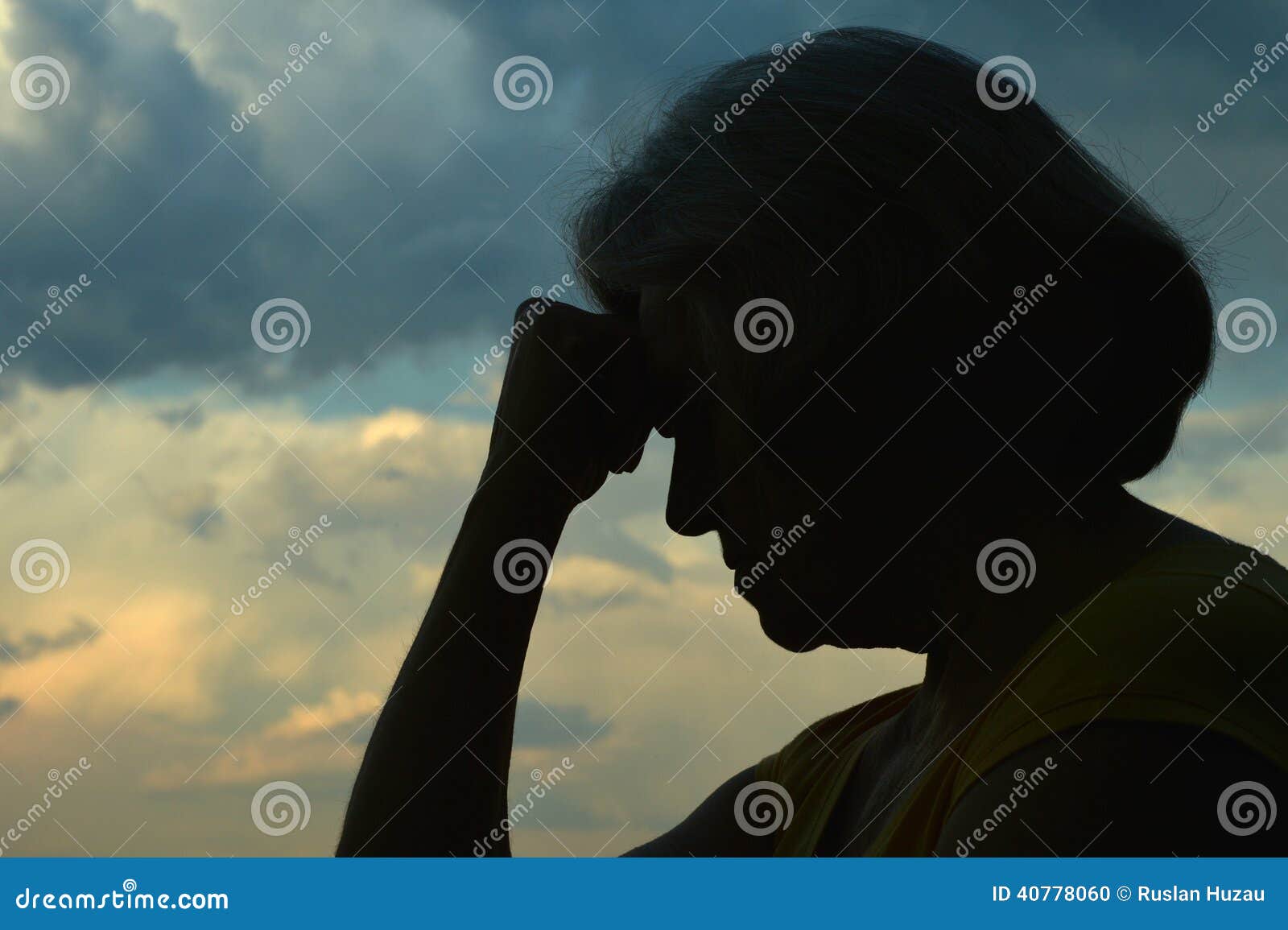 Sad Female Profile Silhouette On Stars Sky, Monochrome Image Stock Photo,  Picture and Royalty Free Image. Image 52073129.