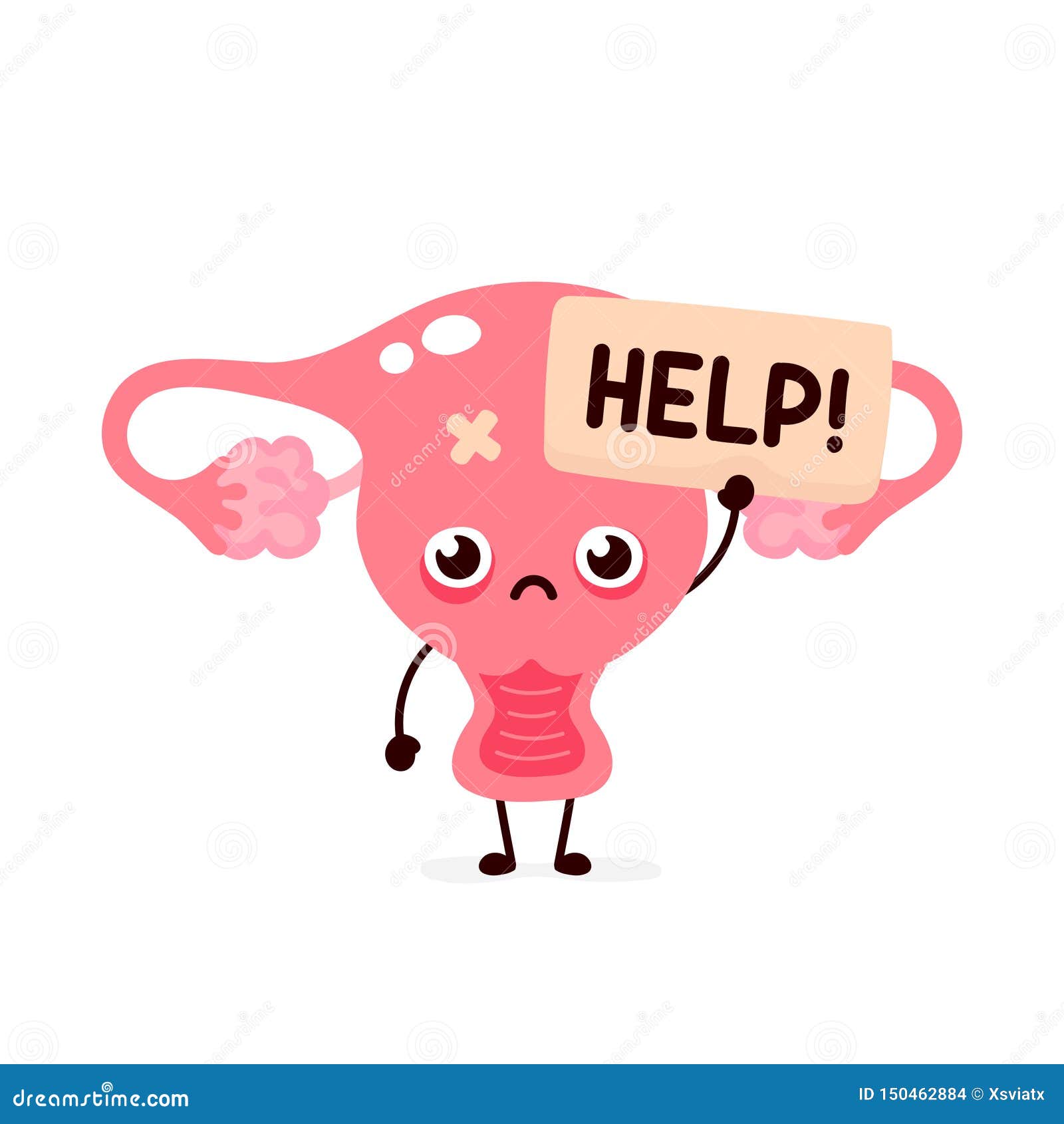 Sad Suffering Sick Cute Human Uterus Stock Vector - Illustration of ...