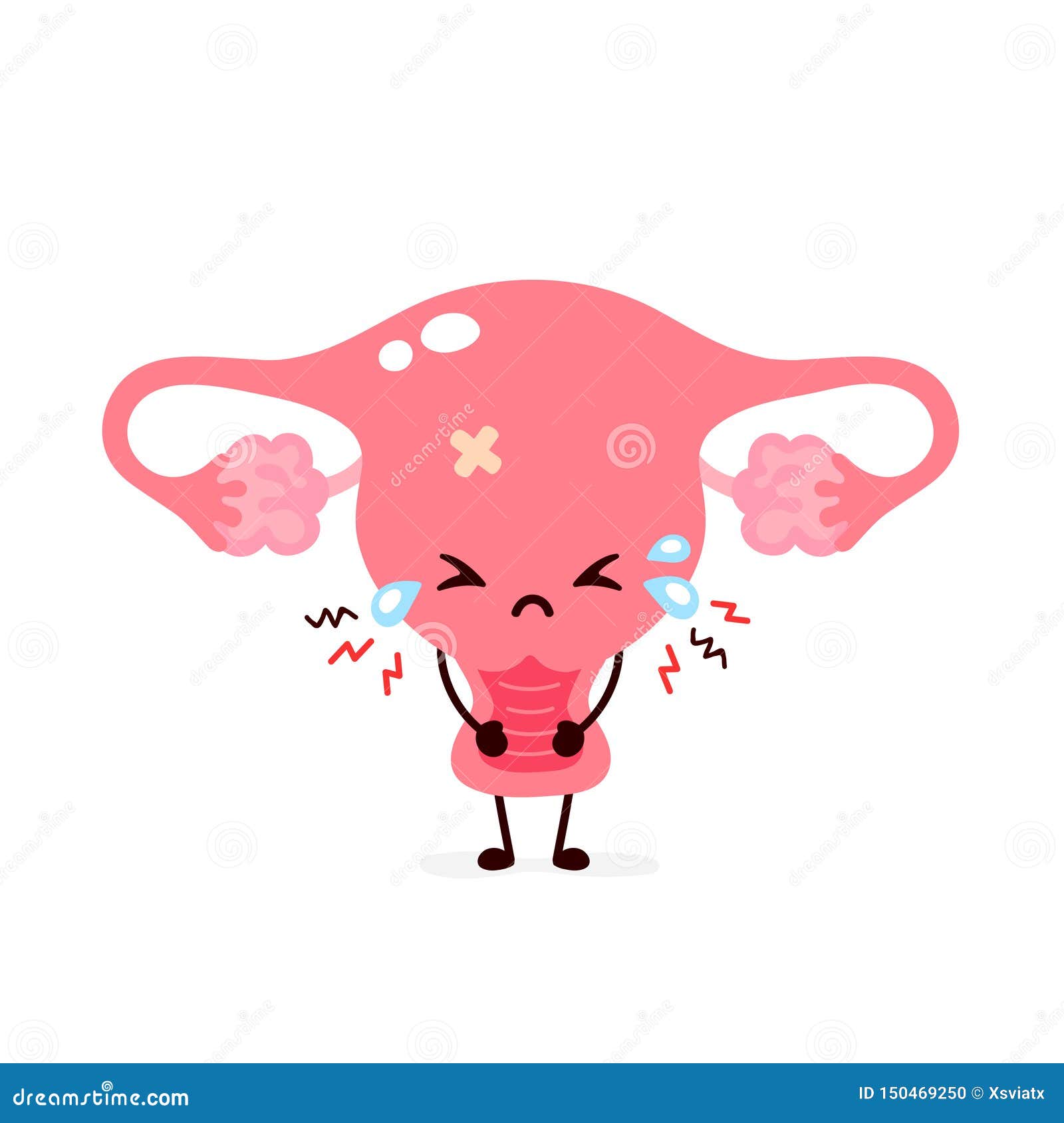 Sad Suffering Sick Cute Uterus Character Stock Vector - Illustration of ...