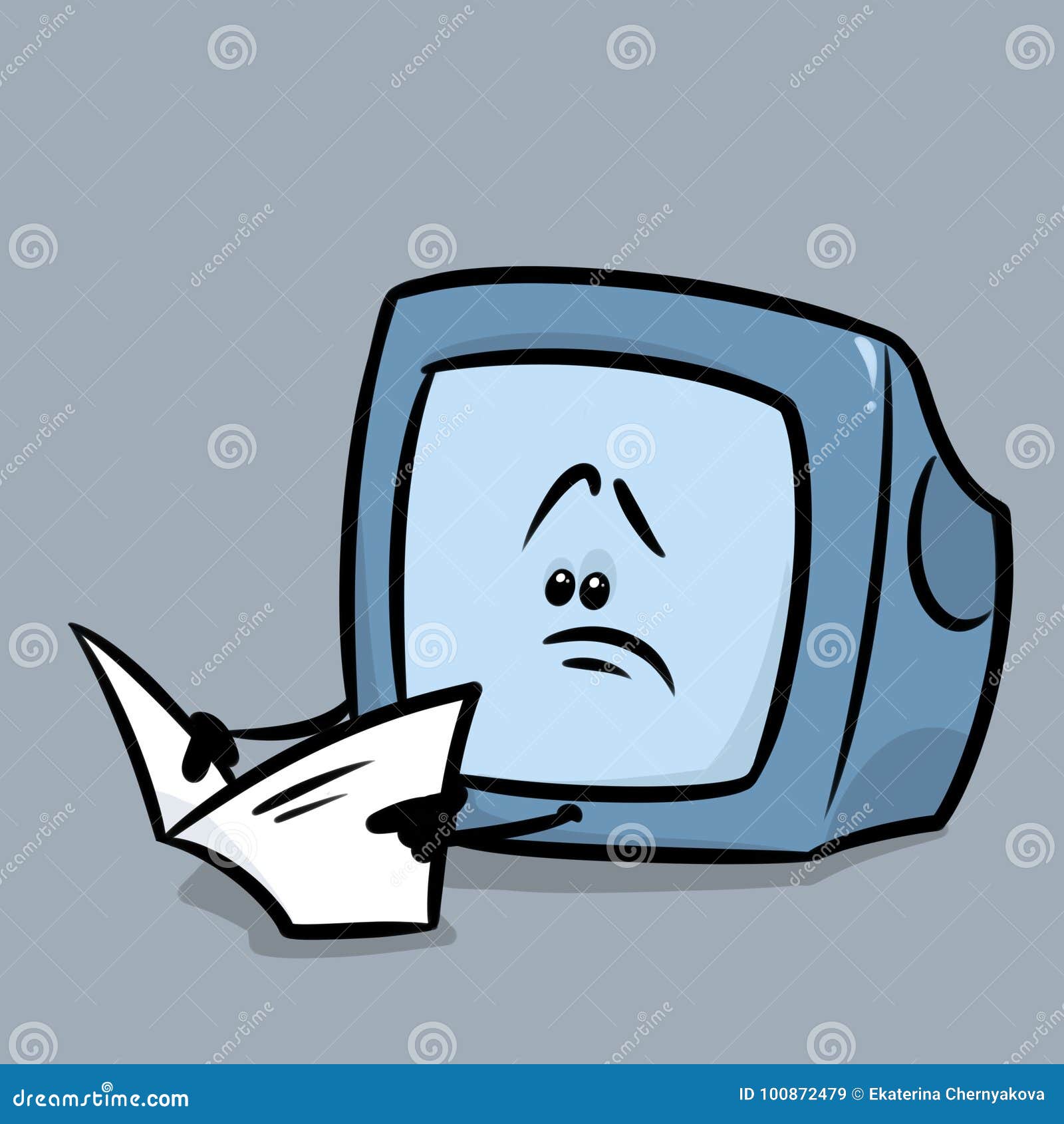 Sad Tv News Newspaper Cartoon Stock Illustration Illustration Of