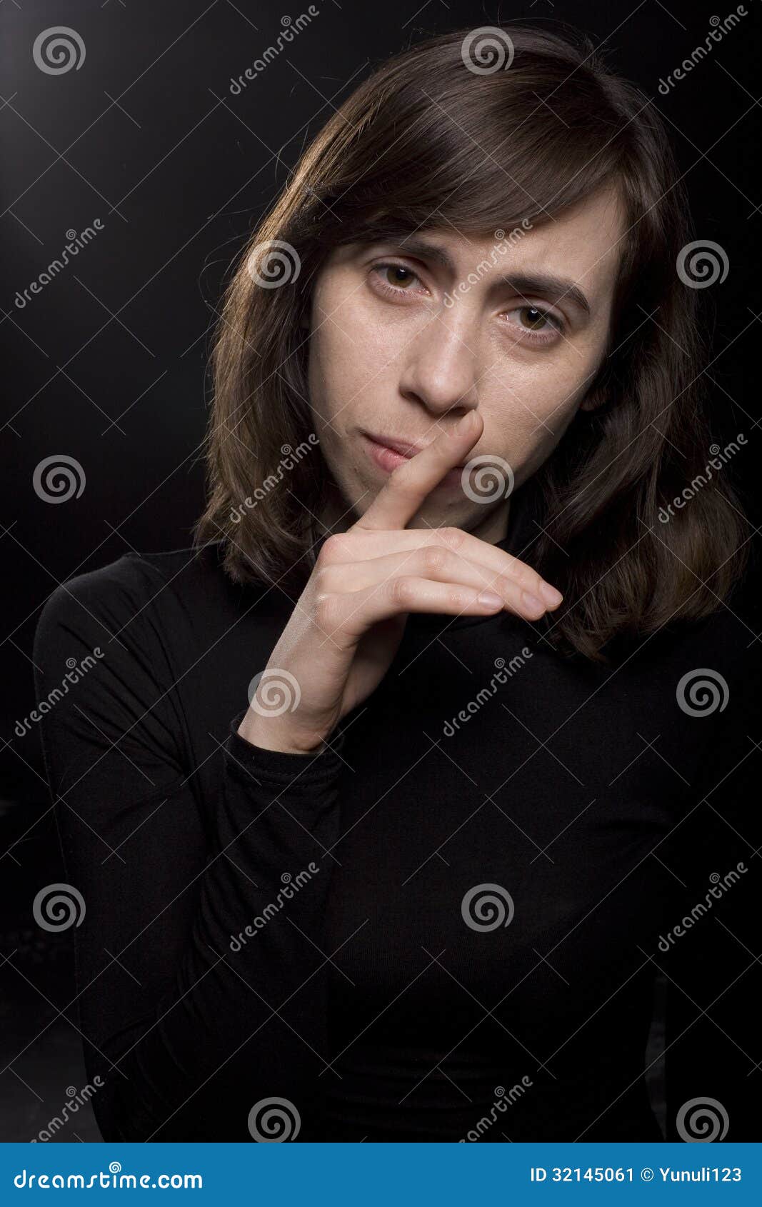 Sad Woman on Black Background Stock Image Image of negativity