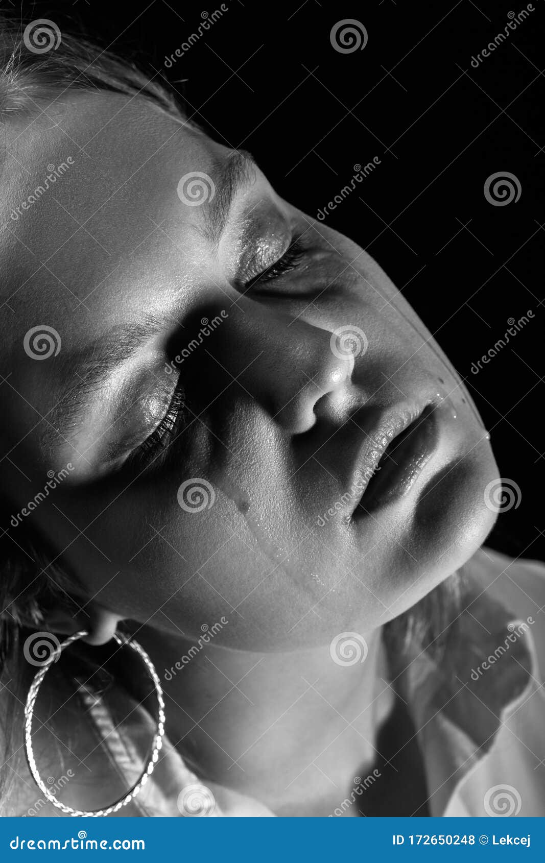 Sad crying girl stock photo. Image of depression, closeup - 172650248