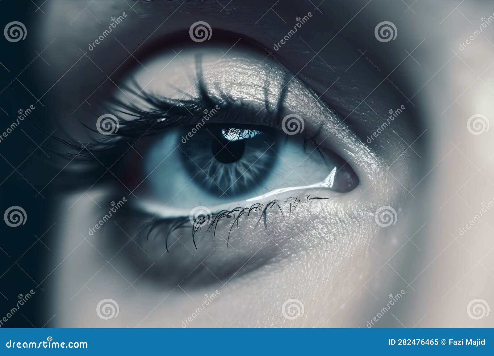 Sad Woman Concept - Closed Eyelid Closeup with a Teardrop on Eyelashes ...