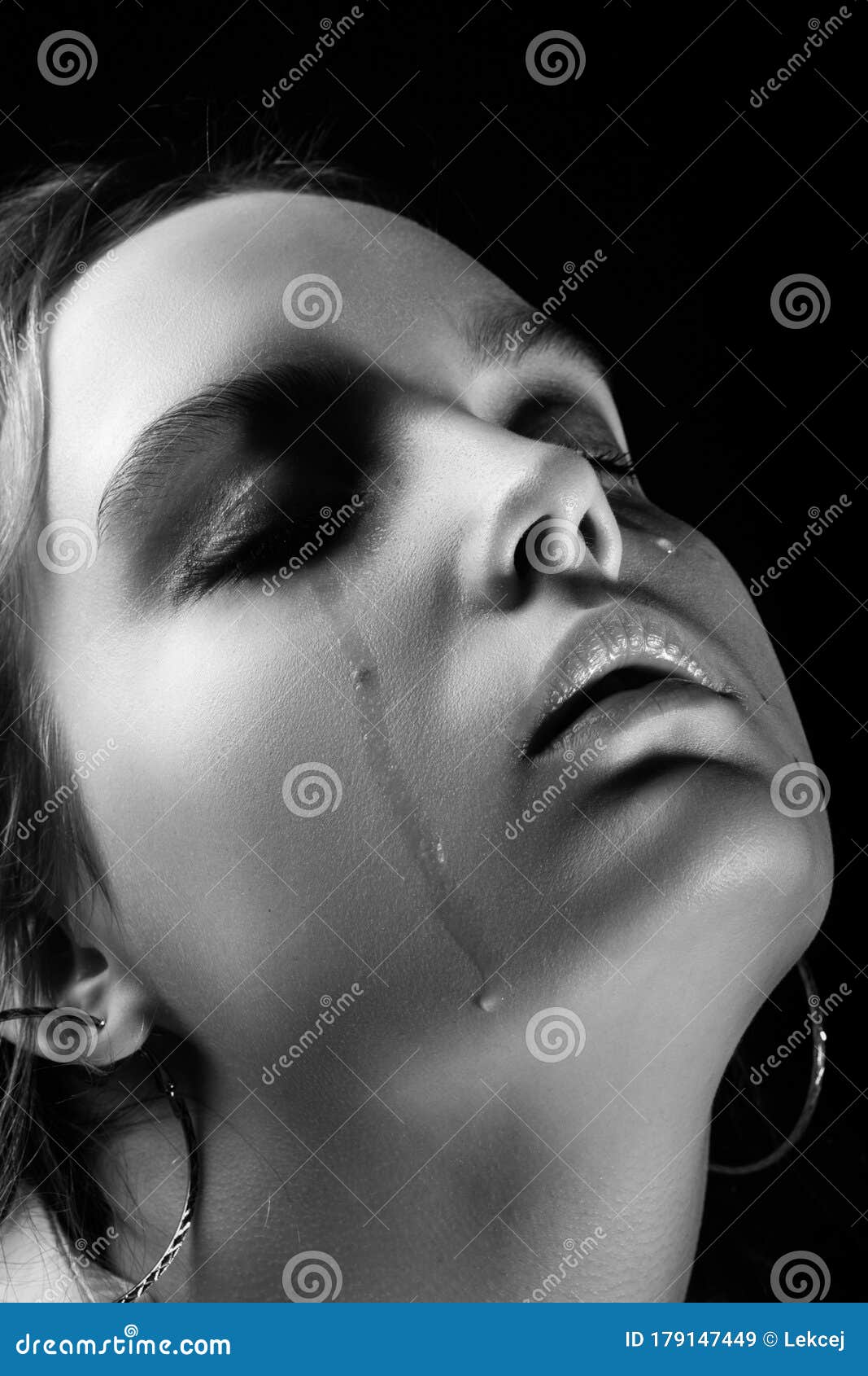 Sad crying girl stock image. Image of closeup, face - 179147449