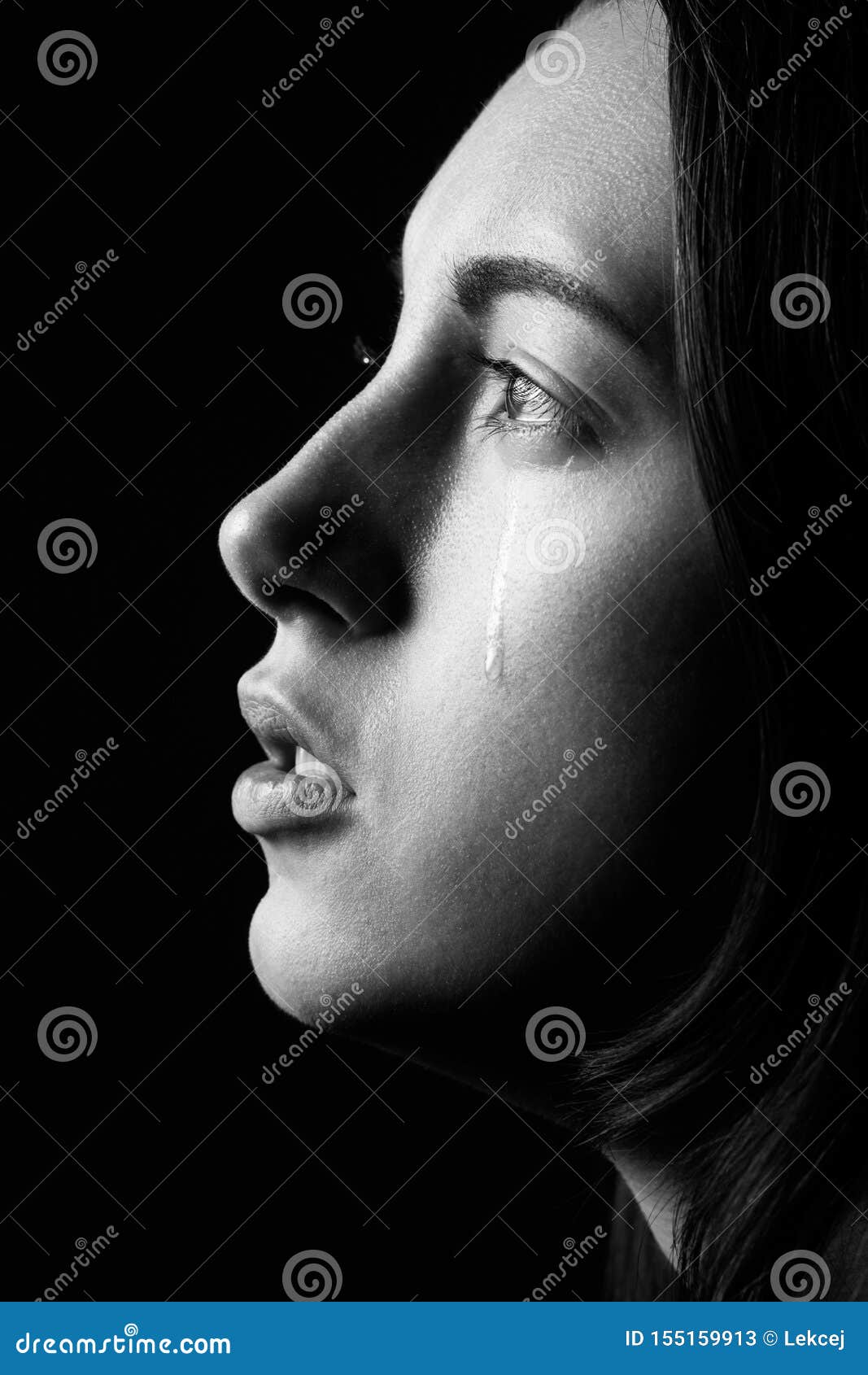 Sad crying girl stock image. Image of facial, expression - 155159913