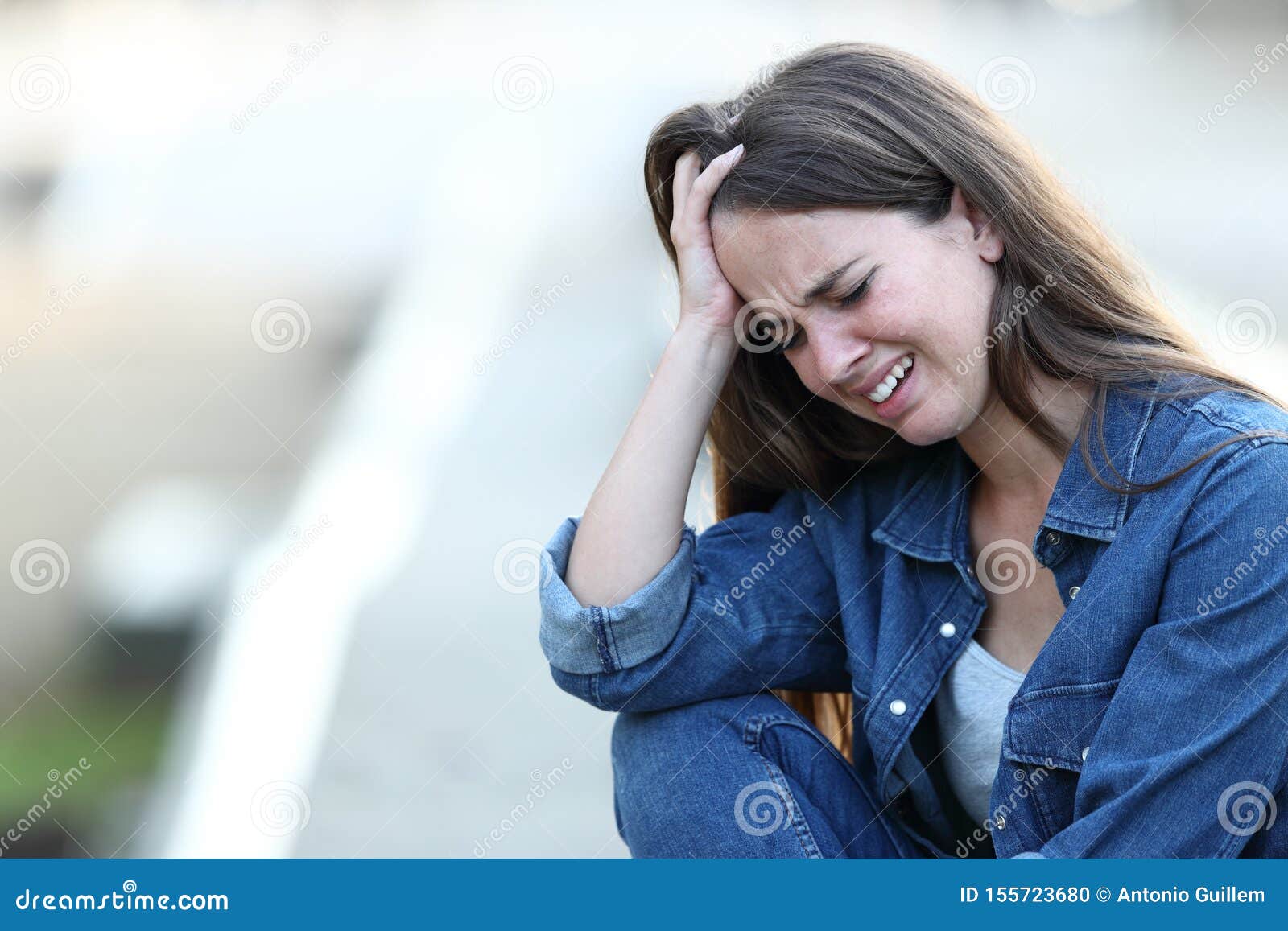 Sad Woman Crying in the Street Stock Photo - Image of depression ...
