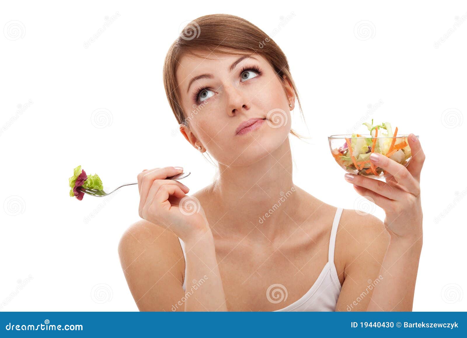 sad woman on diet with vegetables