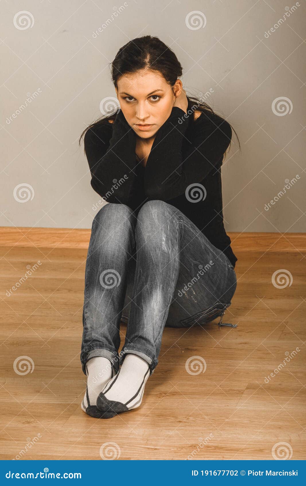 Lonely woman in depression stock photo. Image of emotion - 191677702