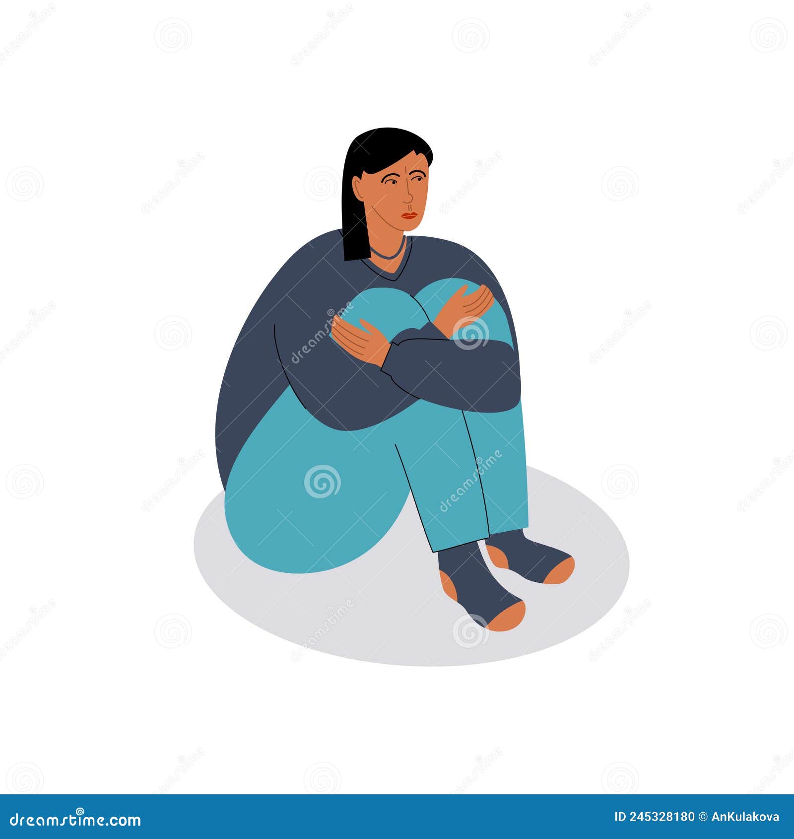 Sad Woman Sitting on the Floor Stock Vector - Illustration of ...