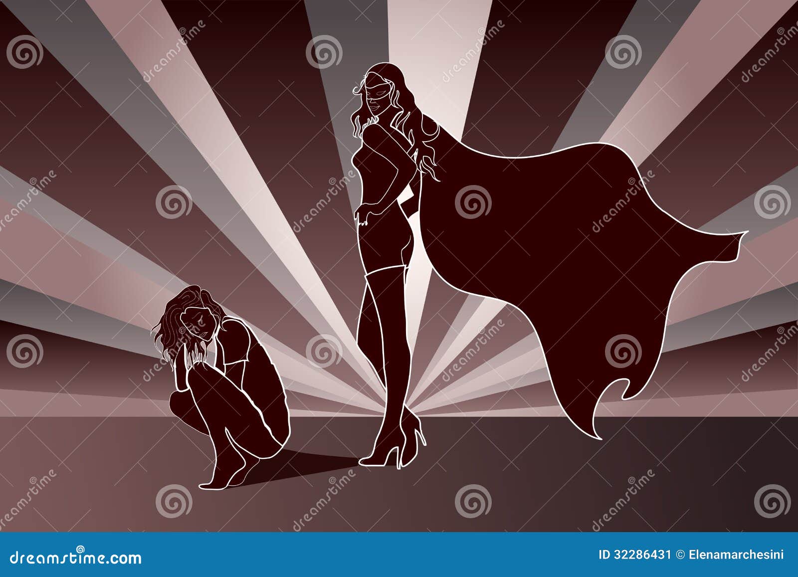 Sad Woman With Superhero Shadow Stock Image Image 32286431