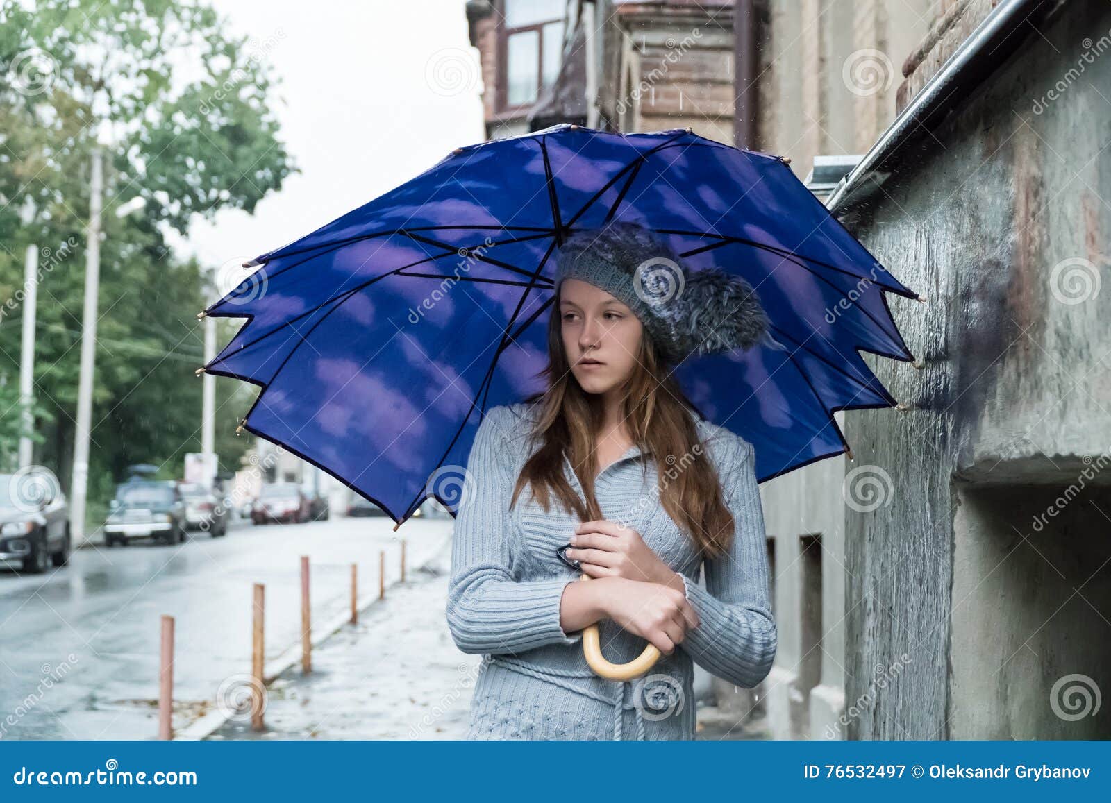Sad Woman Under An Umbrella Stock Image Image Of Drop
