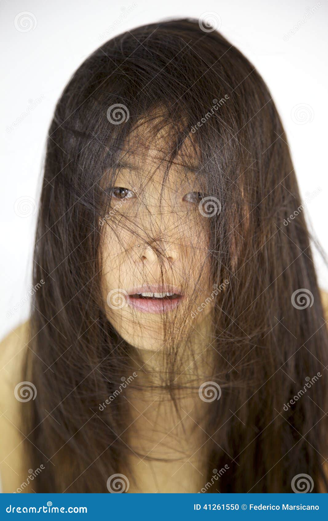 Sad Woman with Very Messy Hair Stock Photo - Image of messy